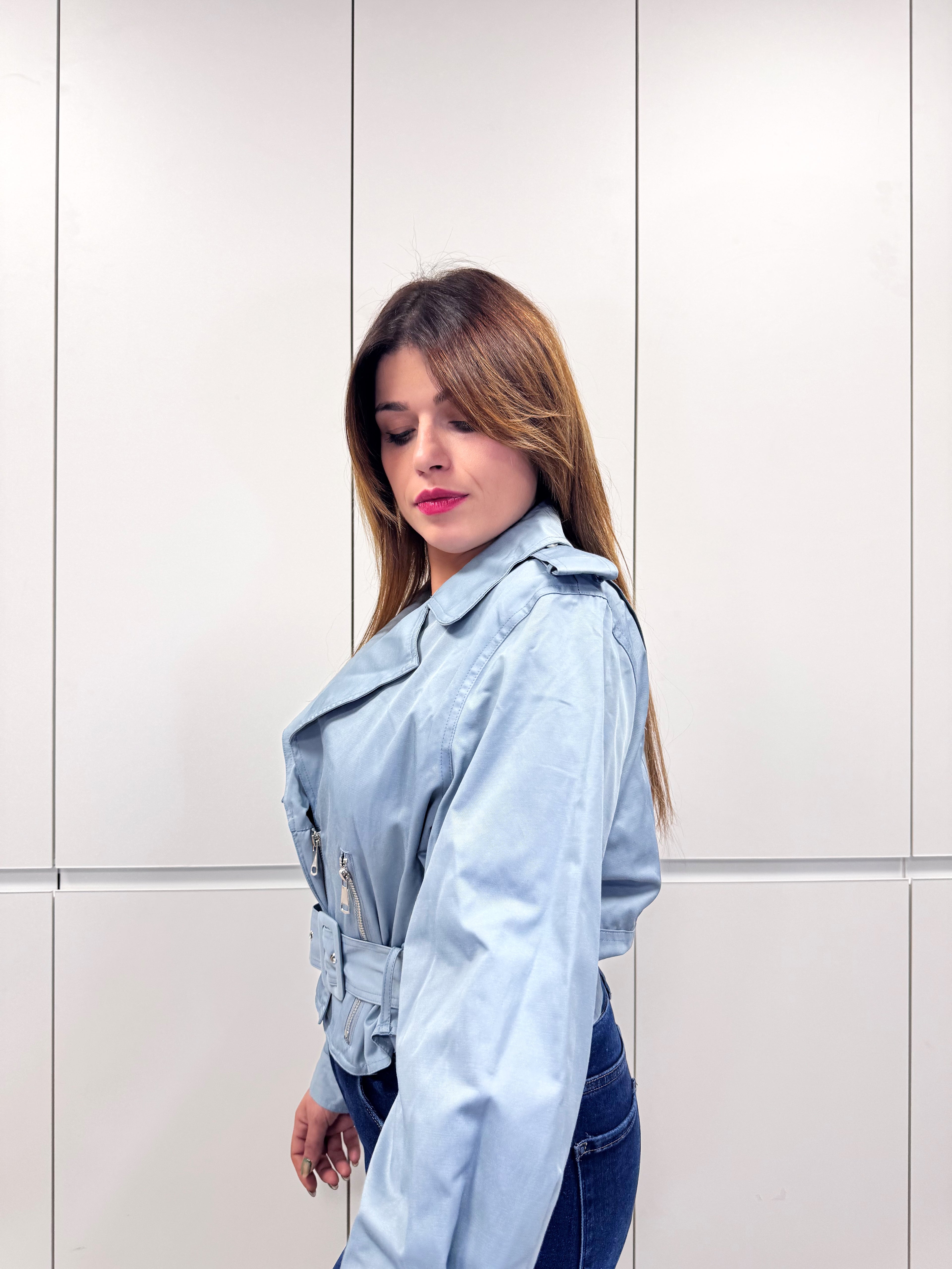 Chaqueta motera azul