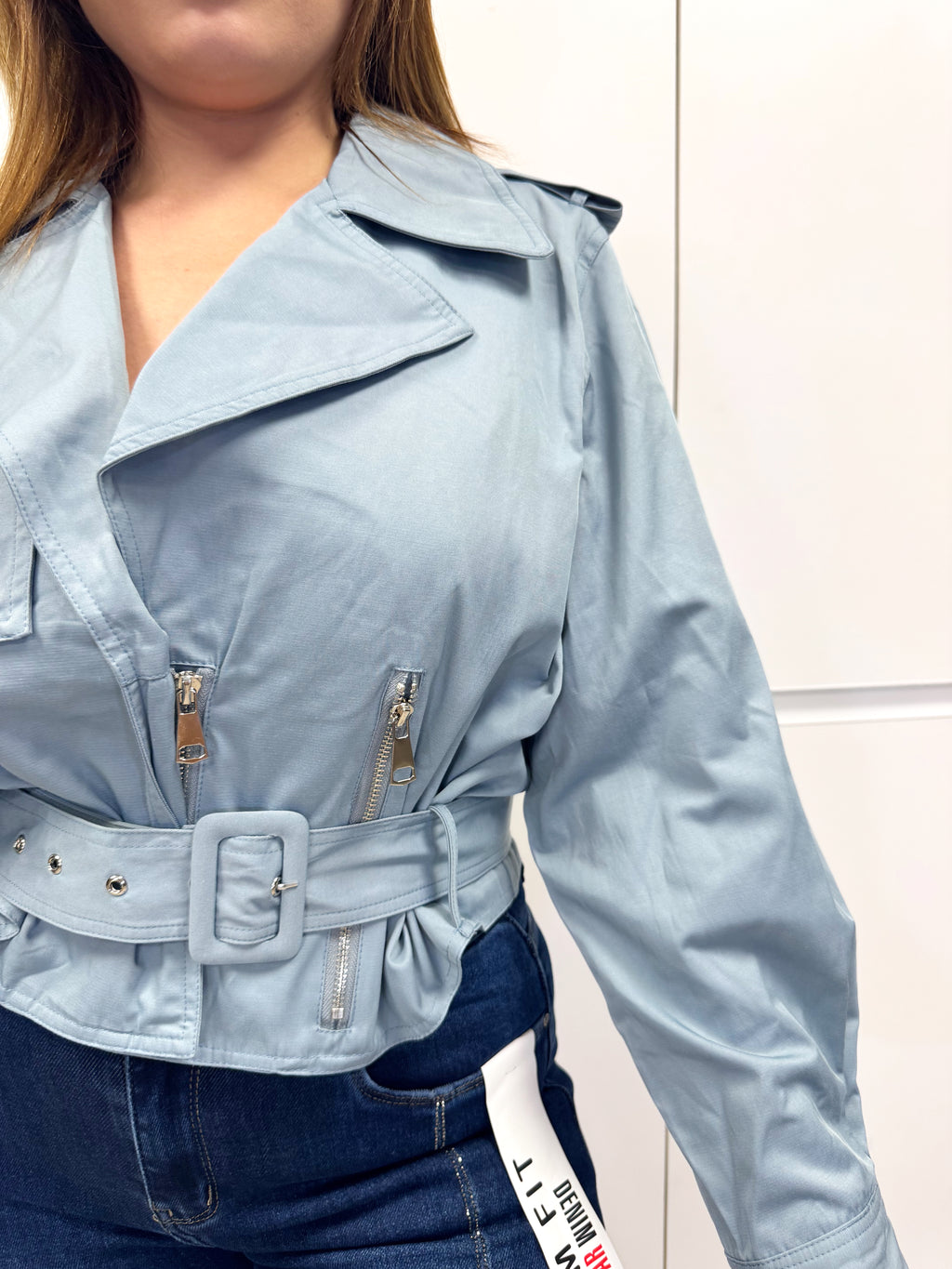 Chaqueta motera azul