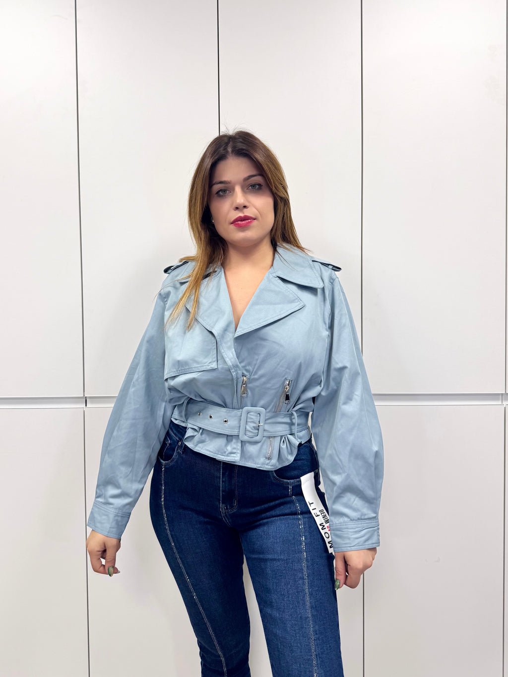 Chaqueta motera azul