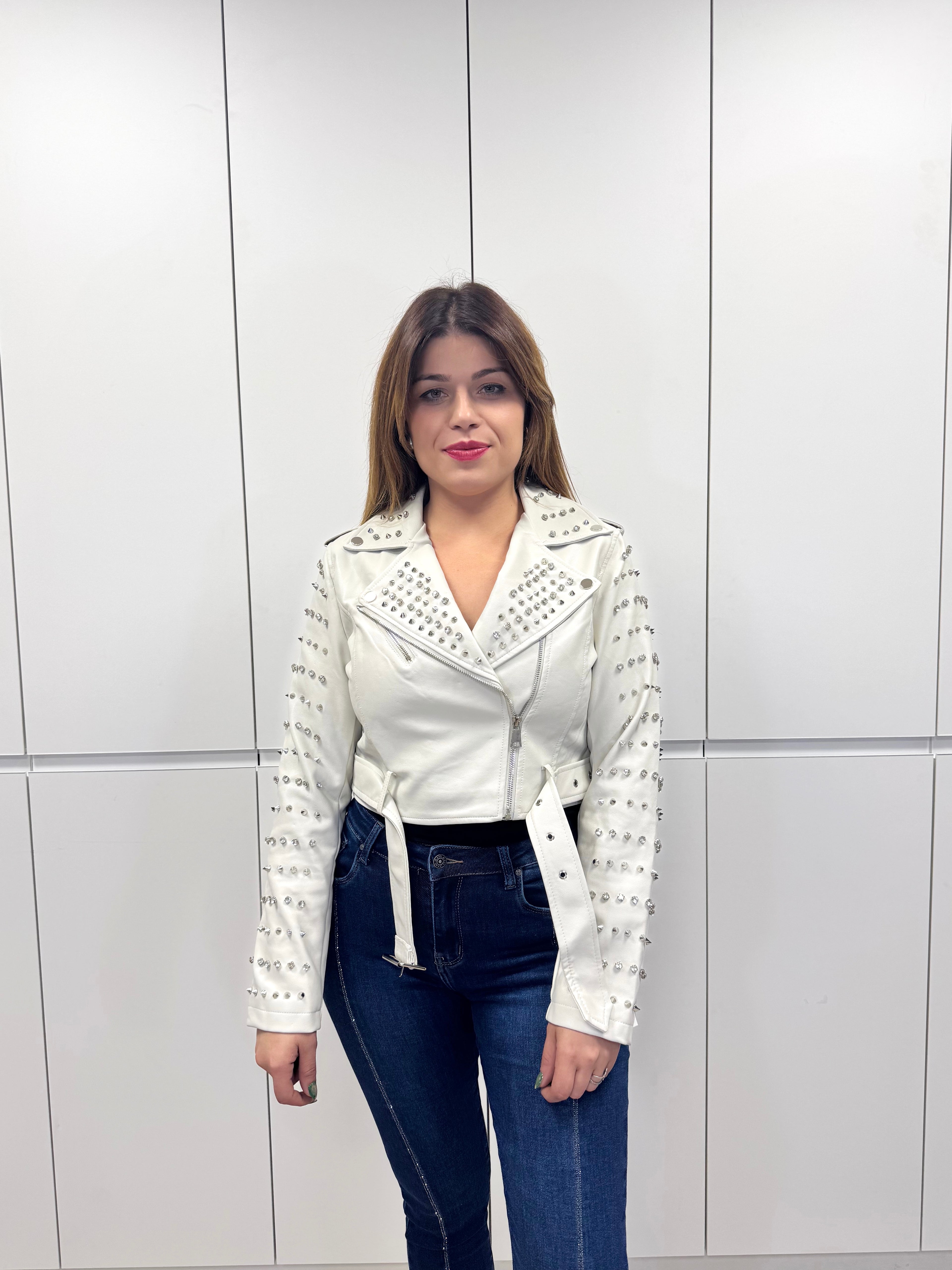 Chaqueta polipiel brillos