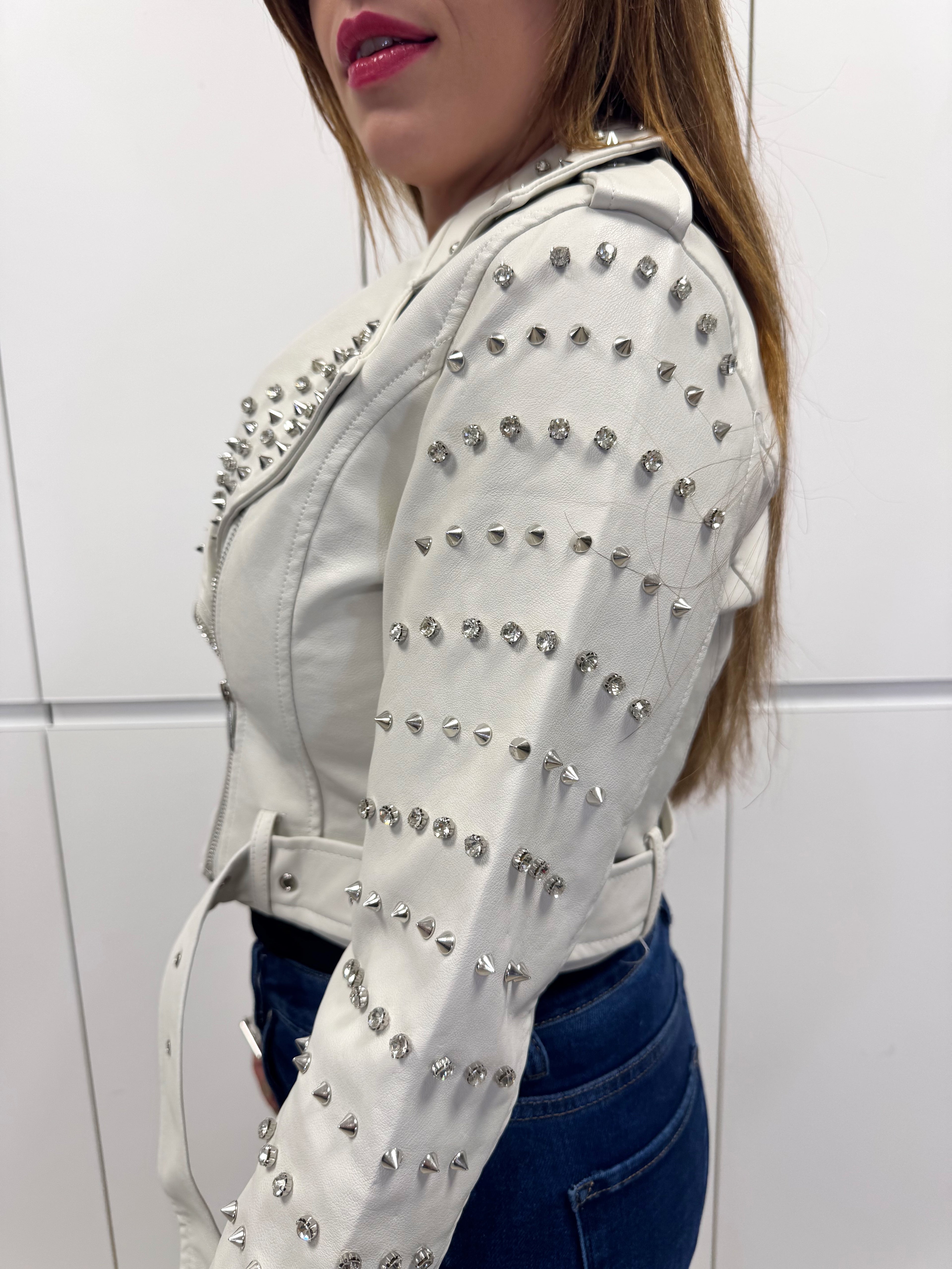 Chaqueta polipiel brillos