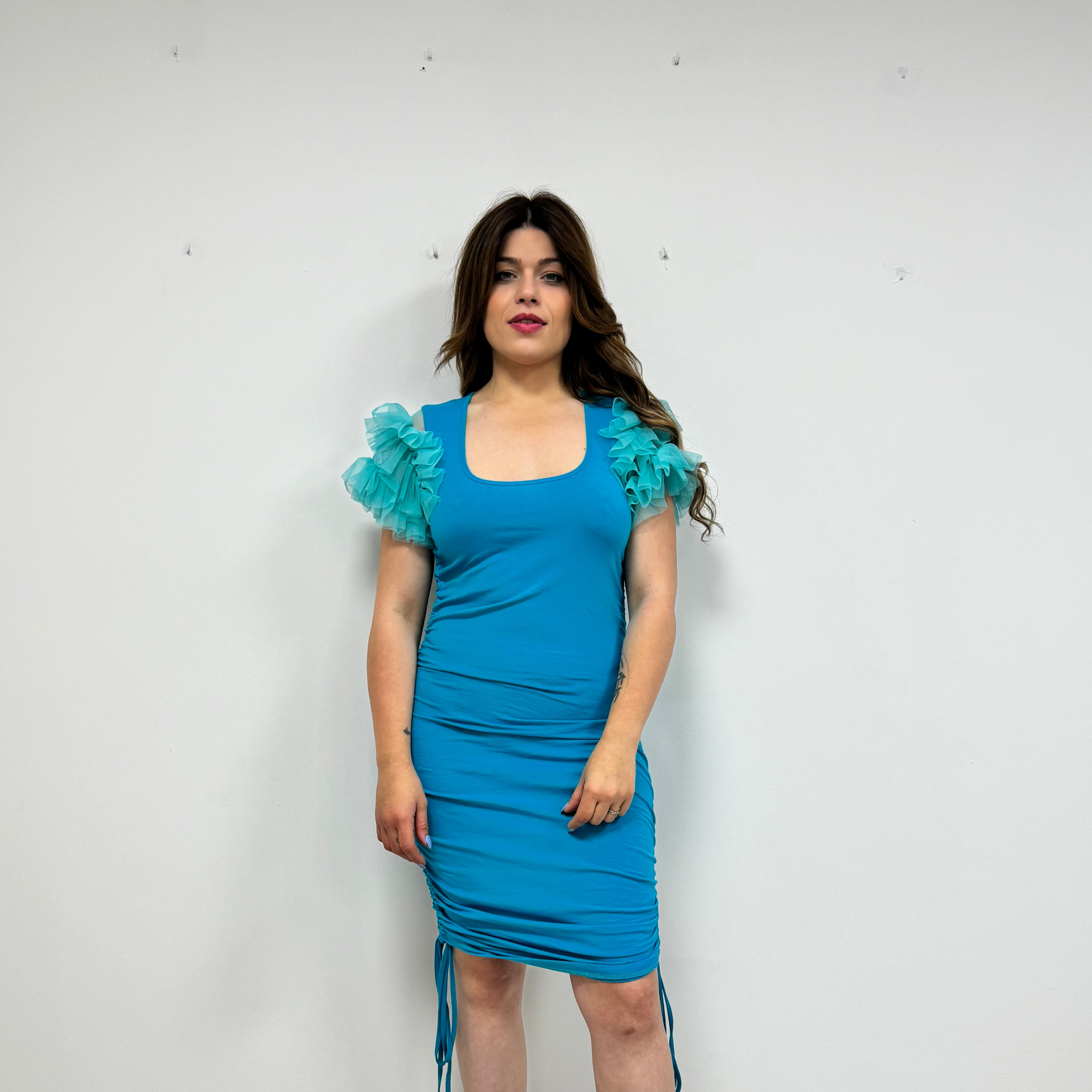 Vestido fruncido azul