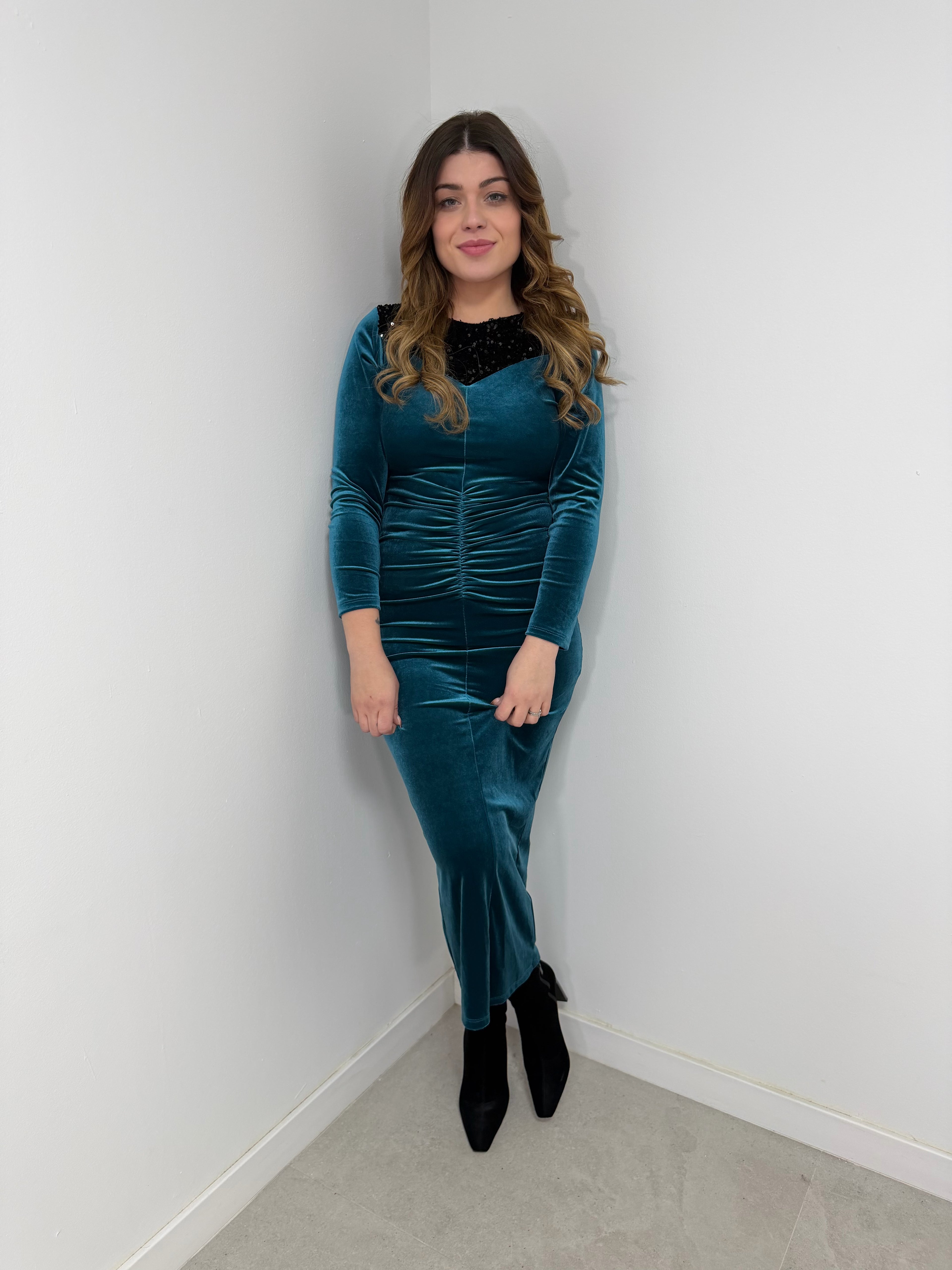 Vestido terciopelo largo ajustado