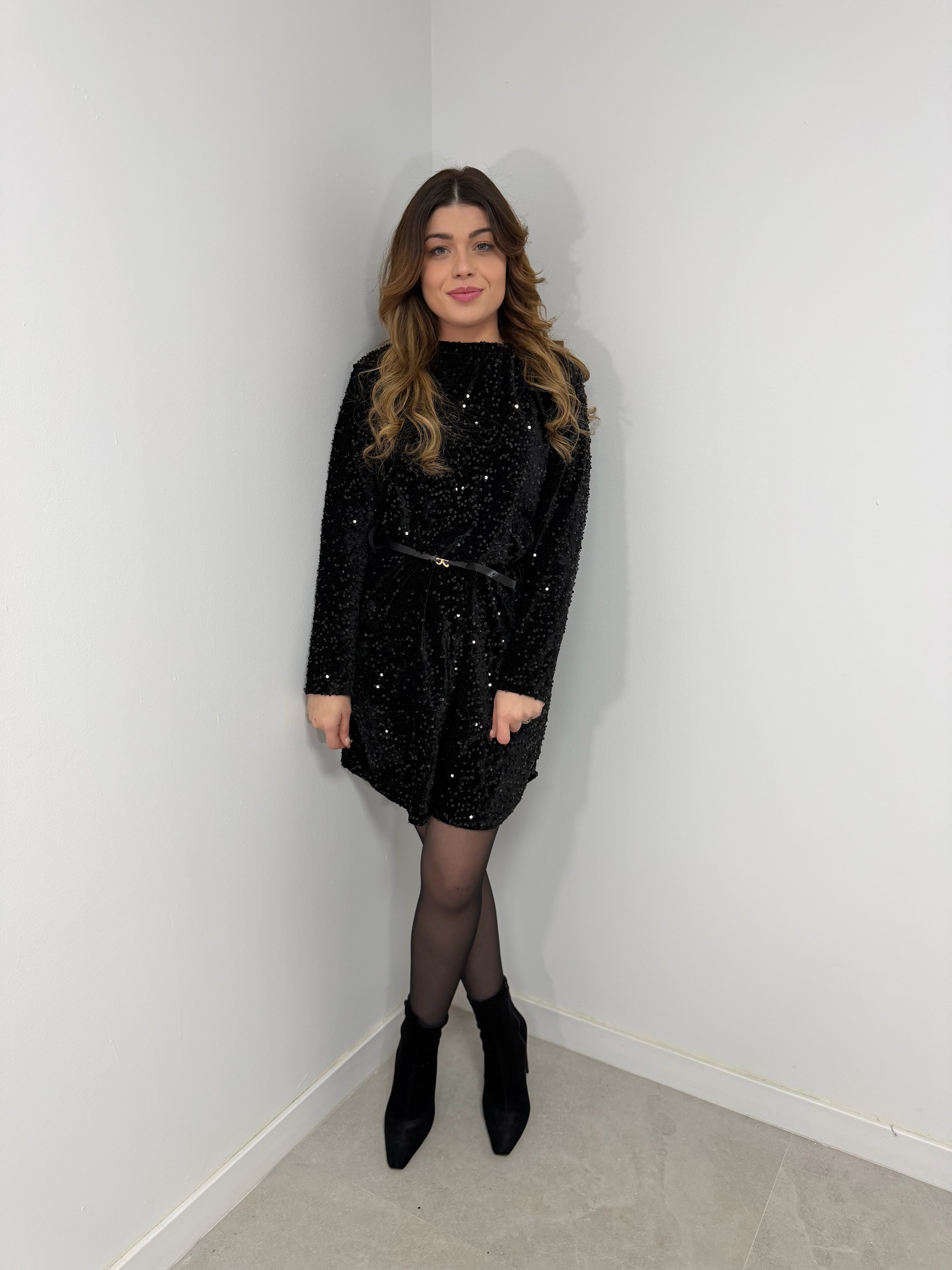 Vestido lentejuelas manga larga