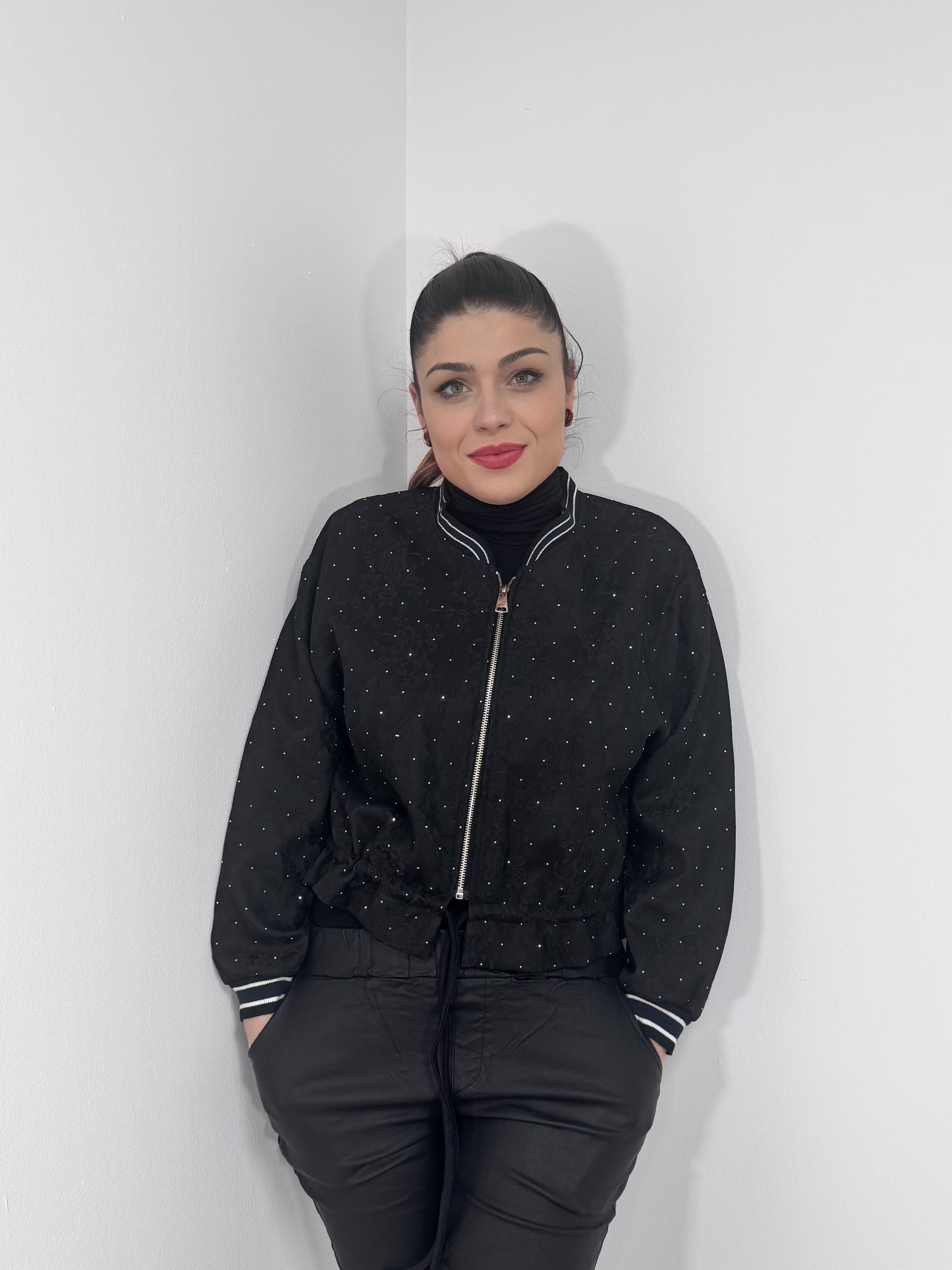 Bomber encaje brillo