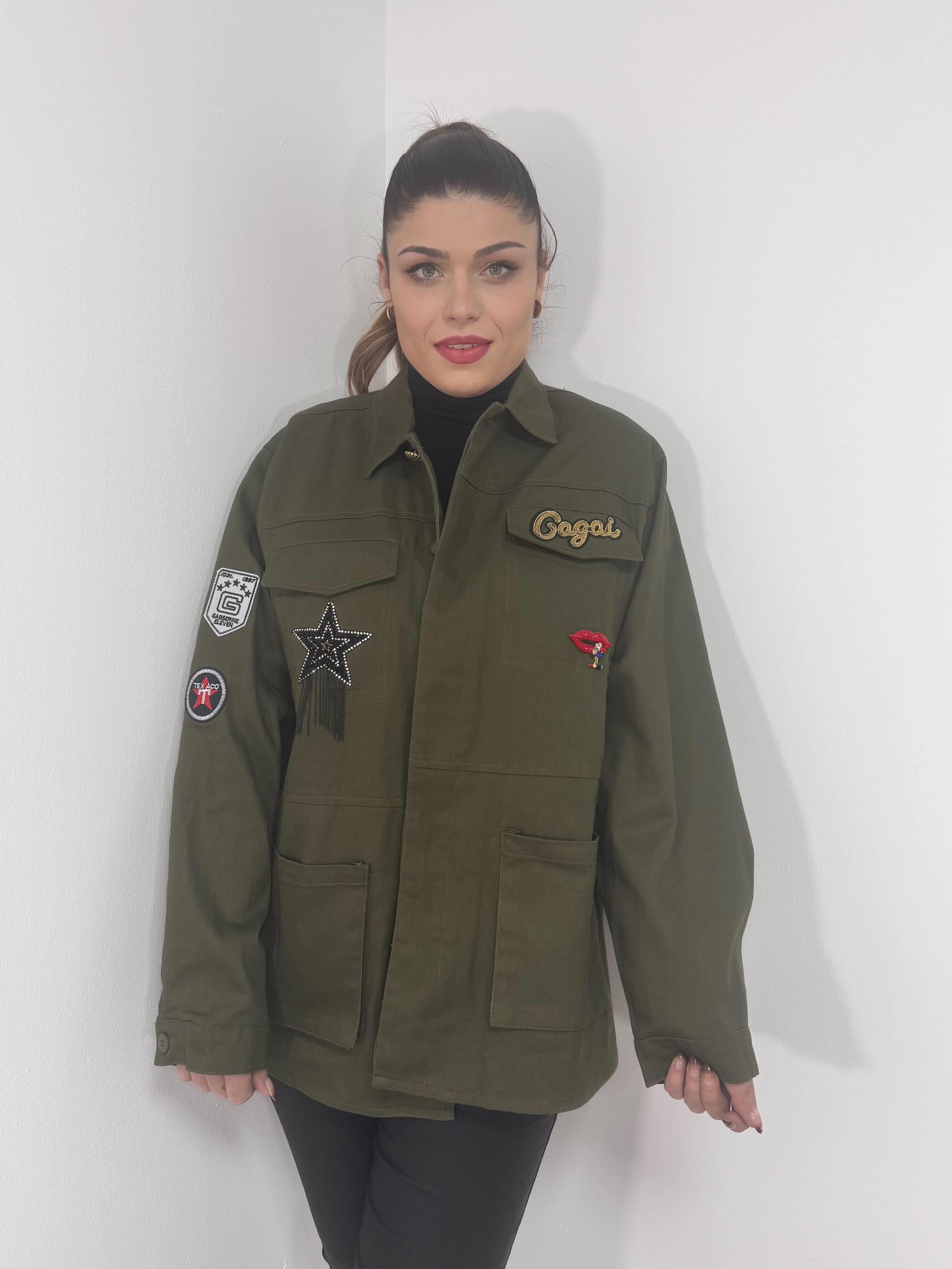 Chaqueta parches verde militar