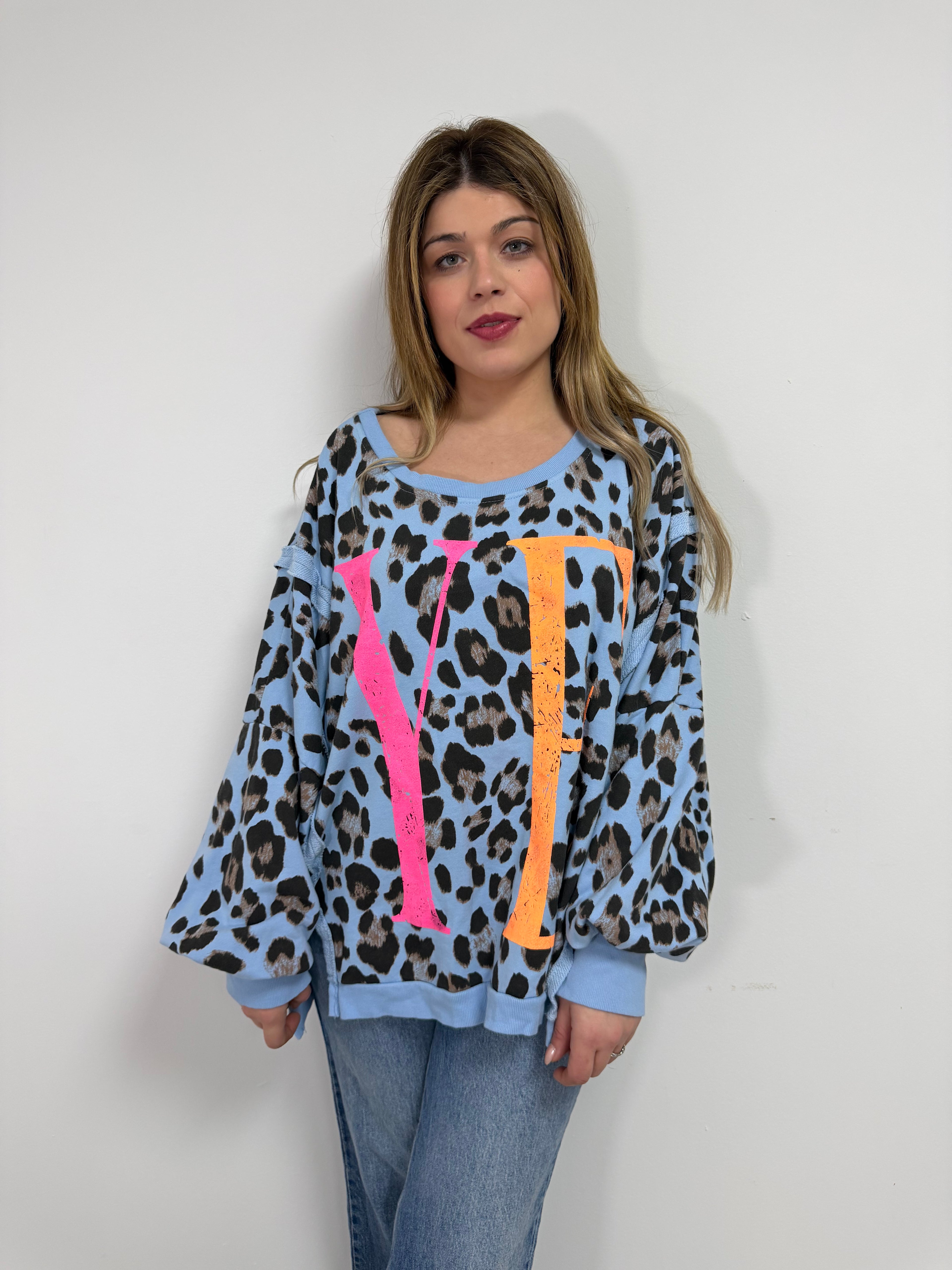 Sudadera leopardo azul