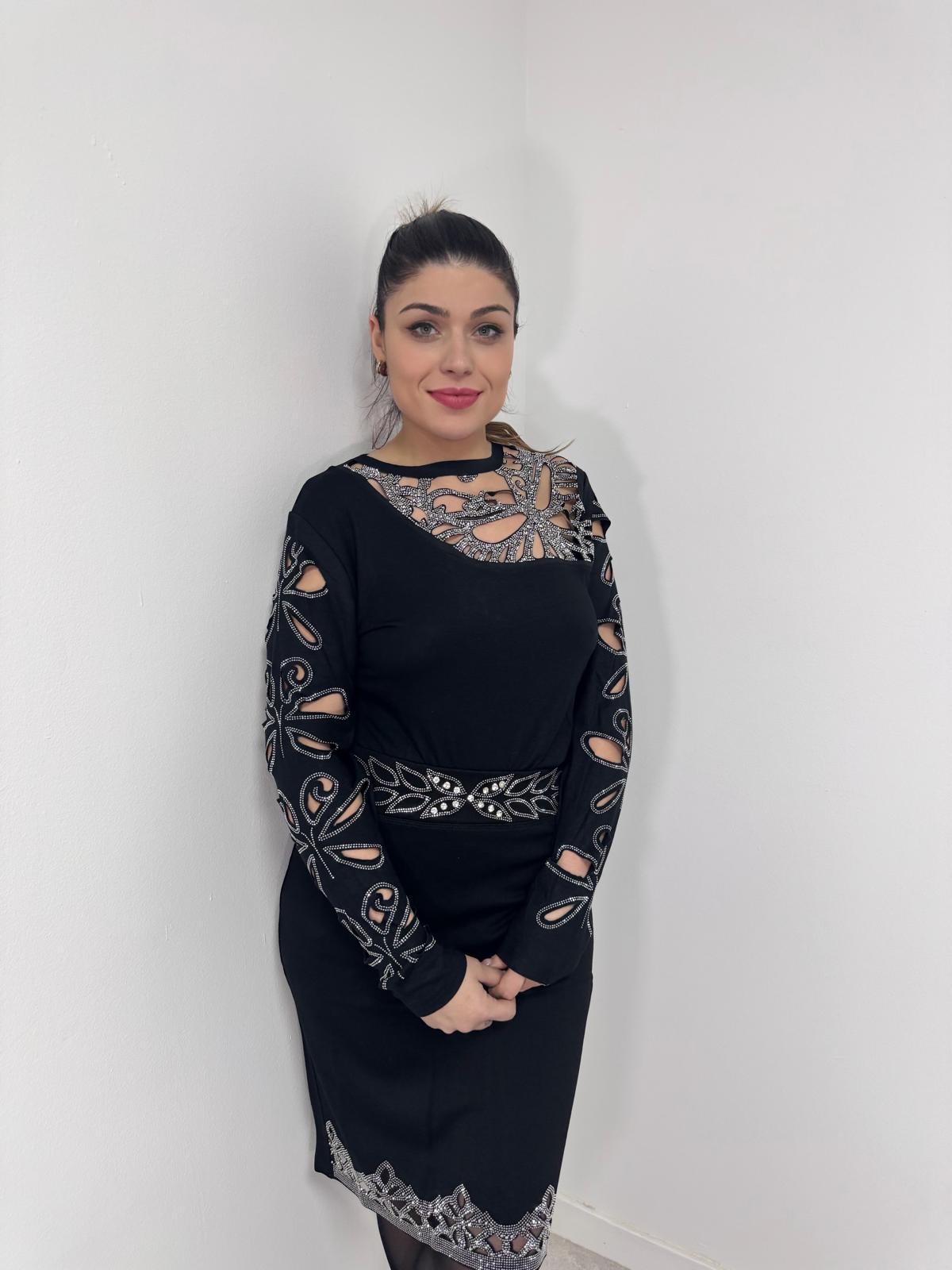 Vestido brillos manga larga