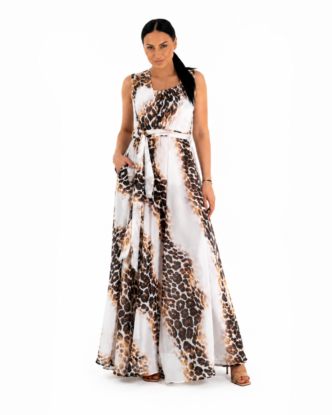 Vestido Animal Print Ivory