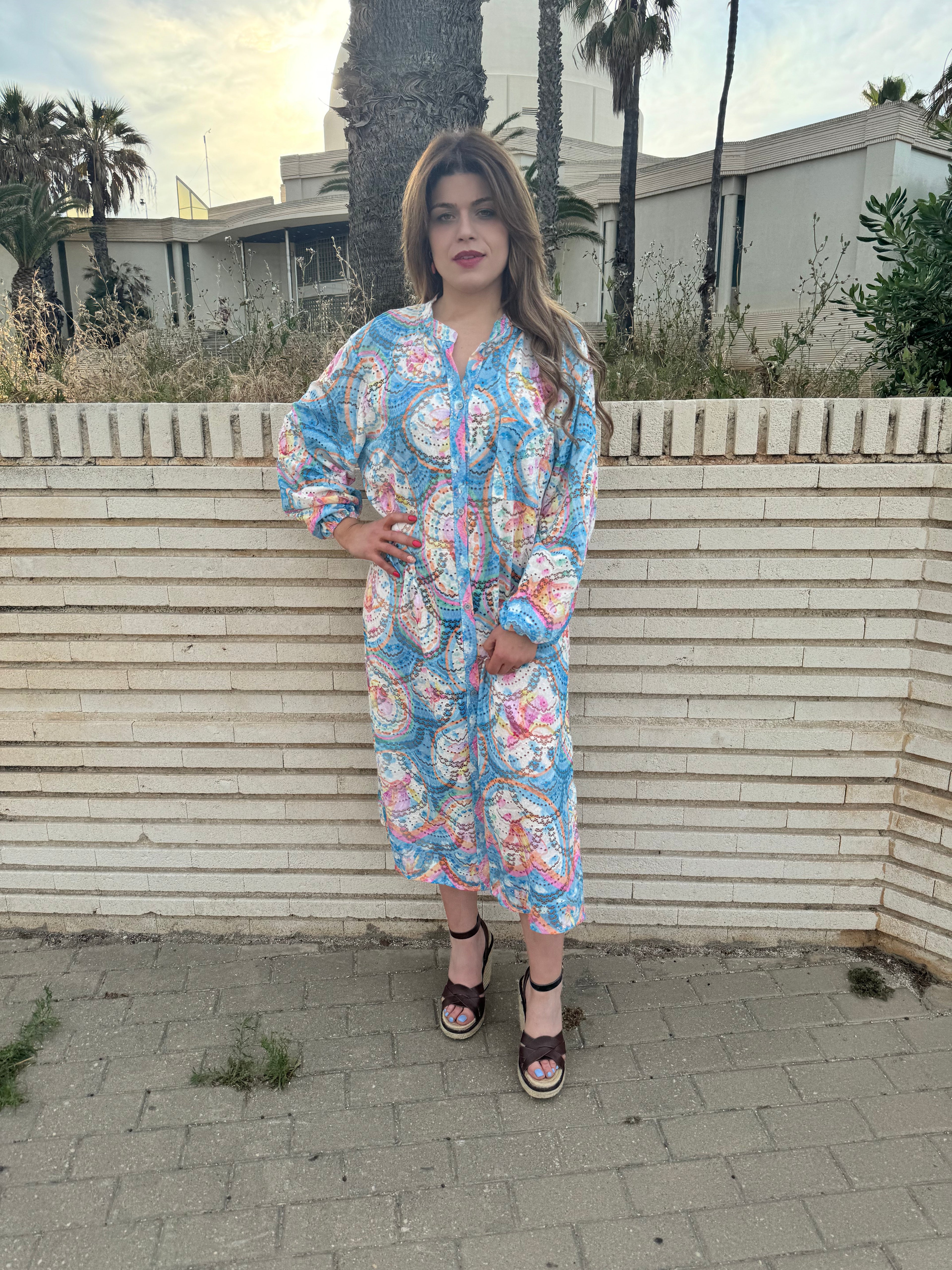 Vestido camisero Sunset azul