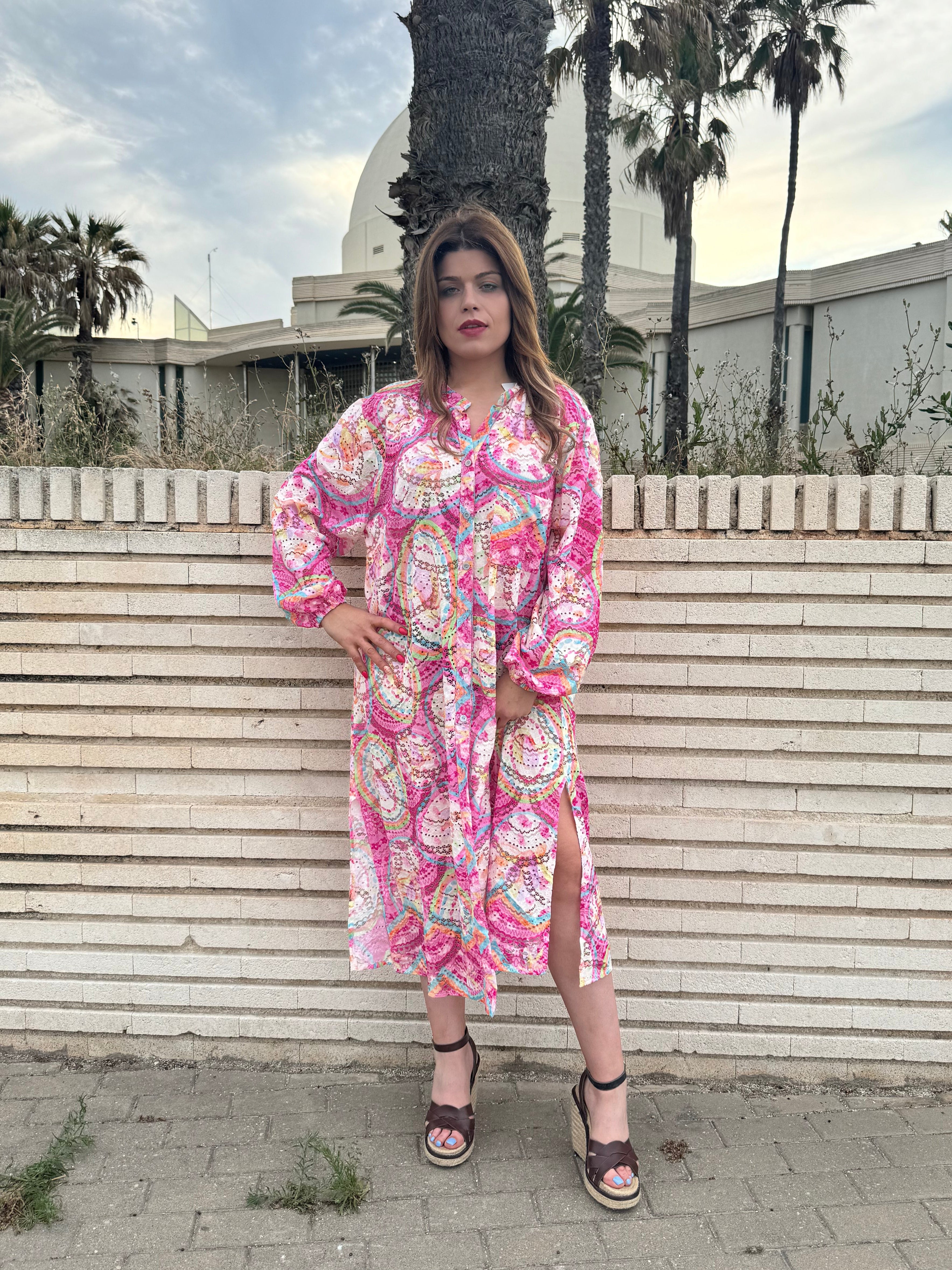 Vestido camisero Sunset rosa