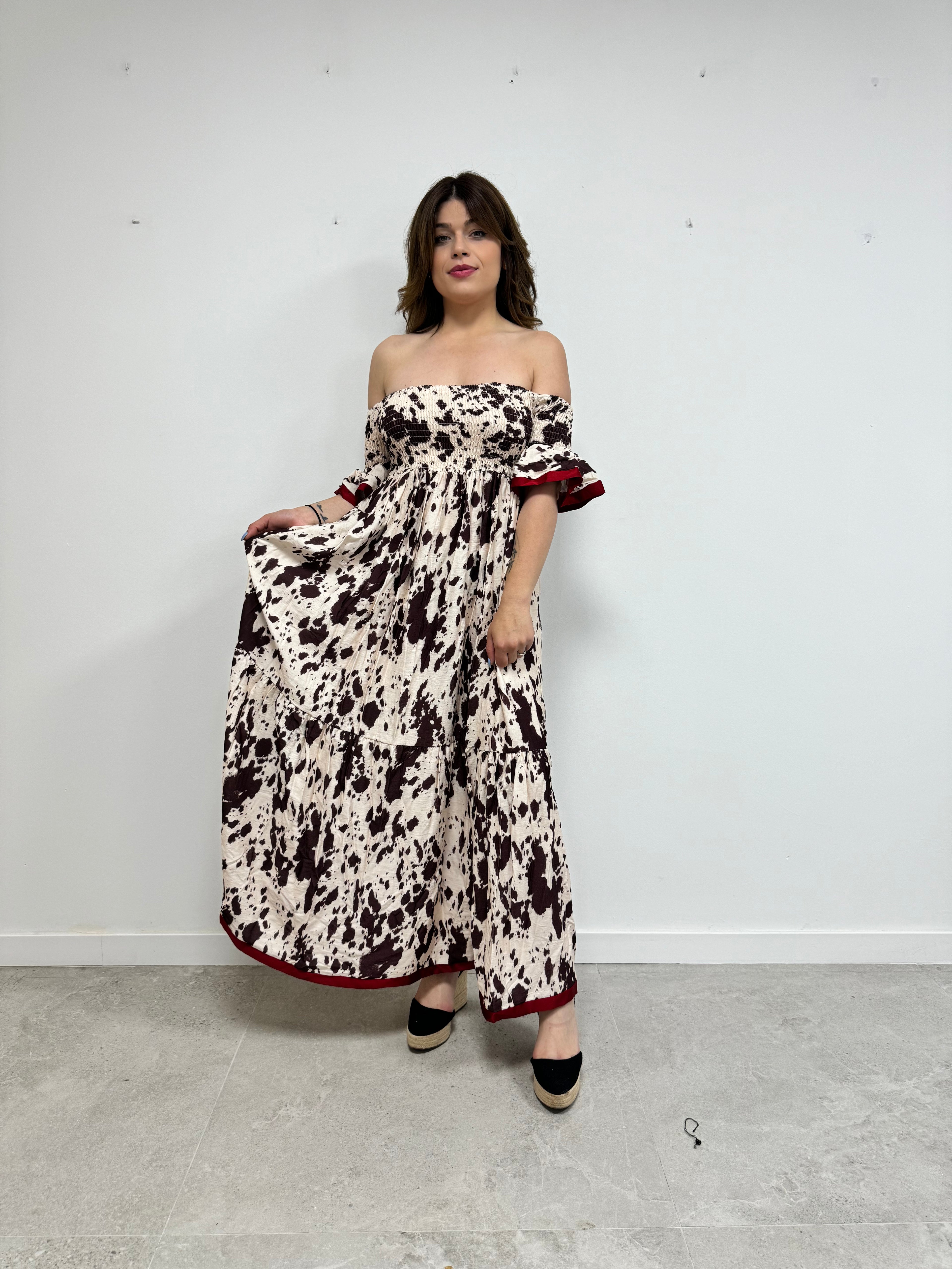 Vestido estampado volante animal print 