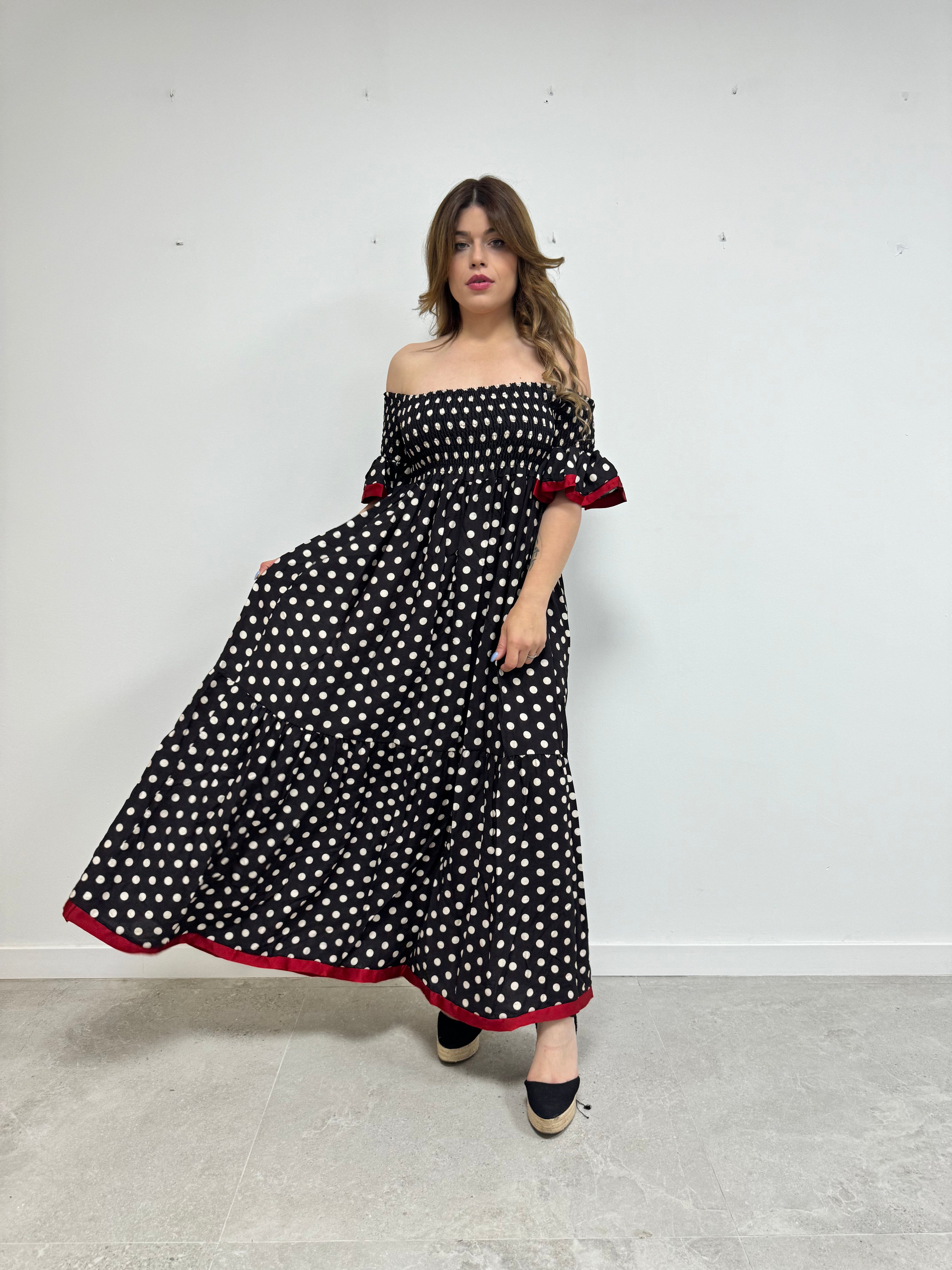 Vestido estampado volante lunares 