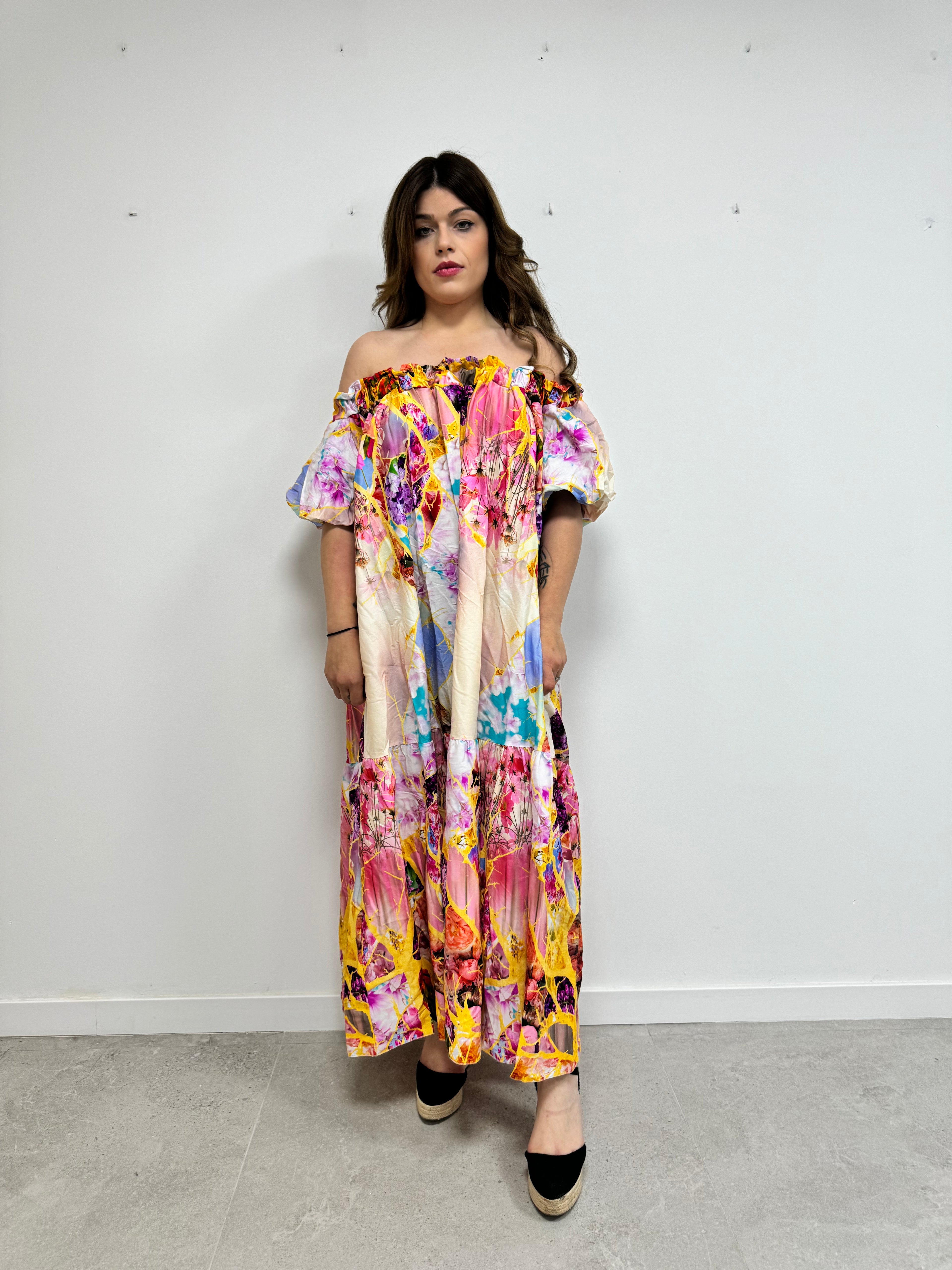 Vestido floral volante rosa 
