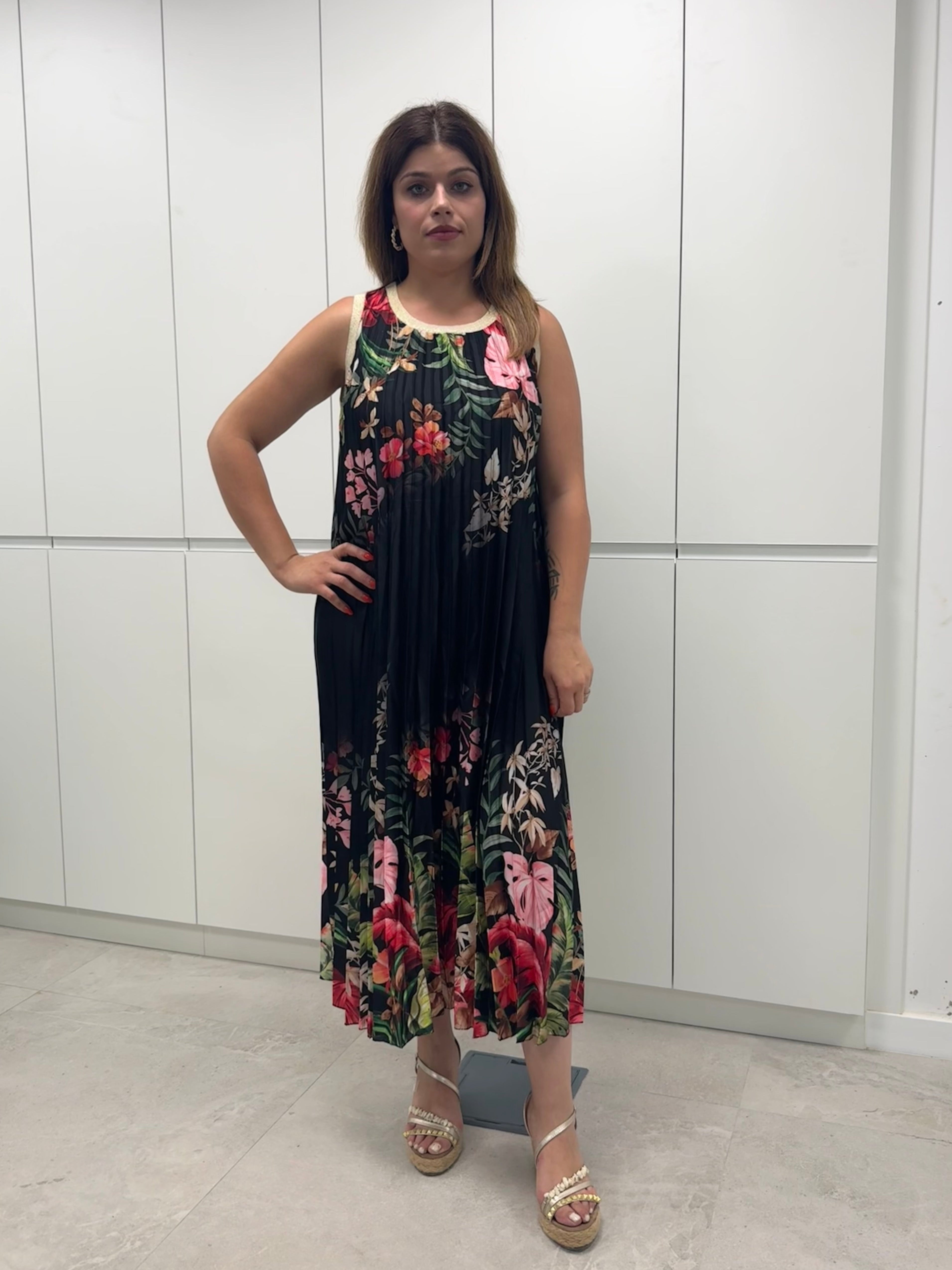 Vestido plisado floral