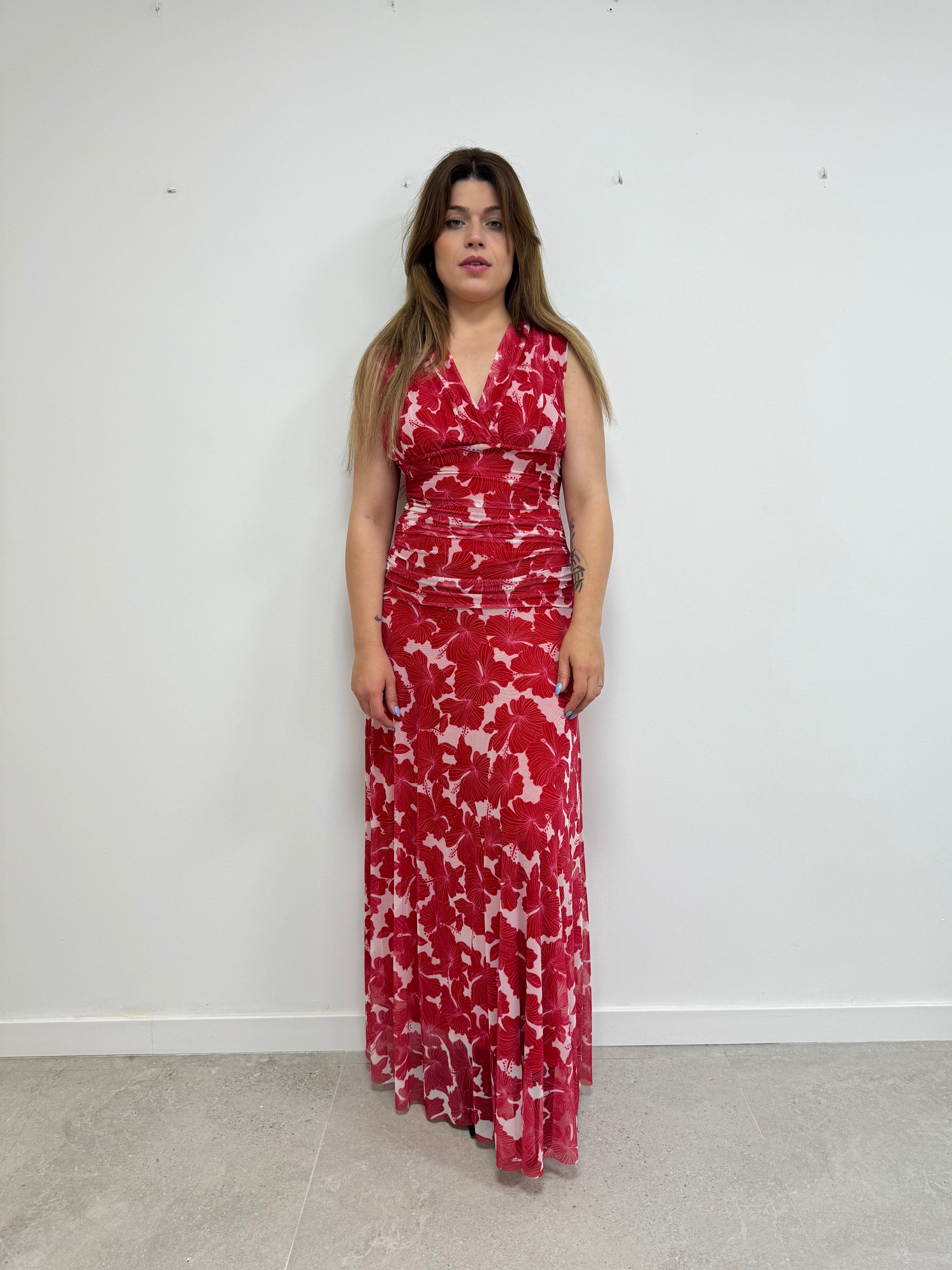 Vestido tropical rojo