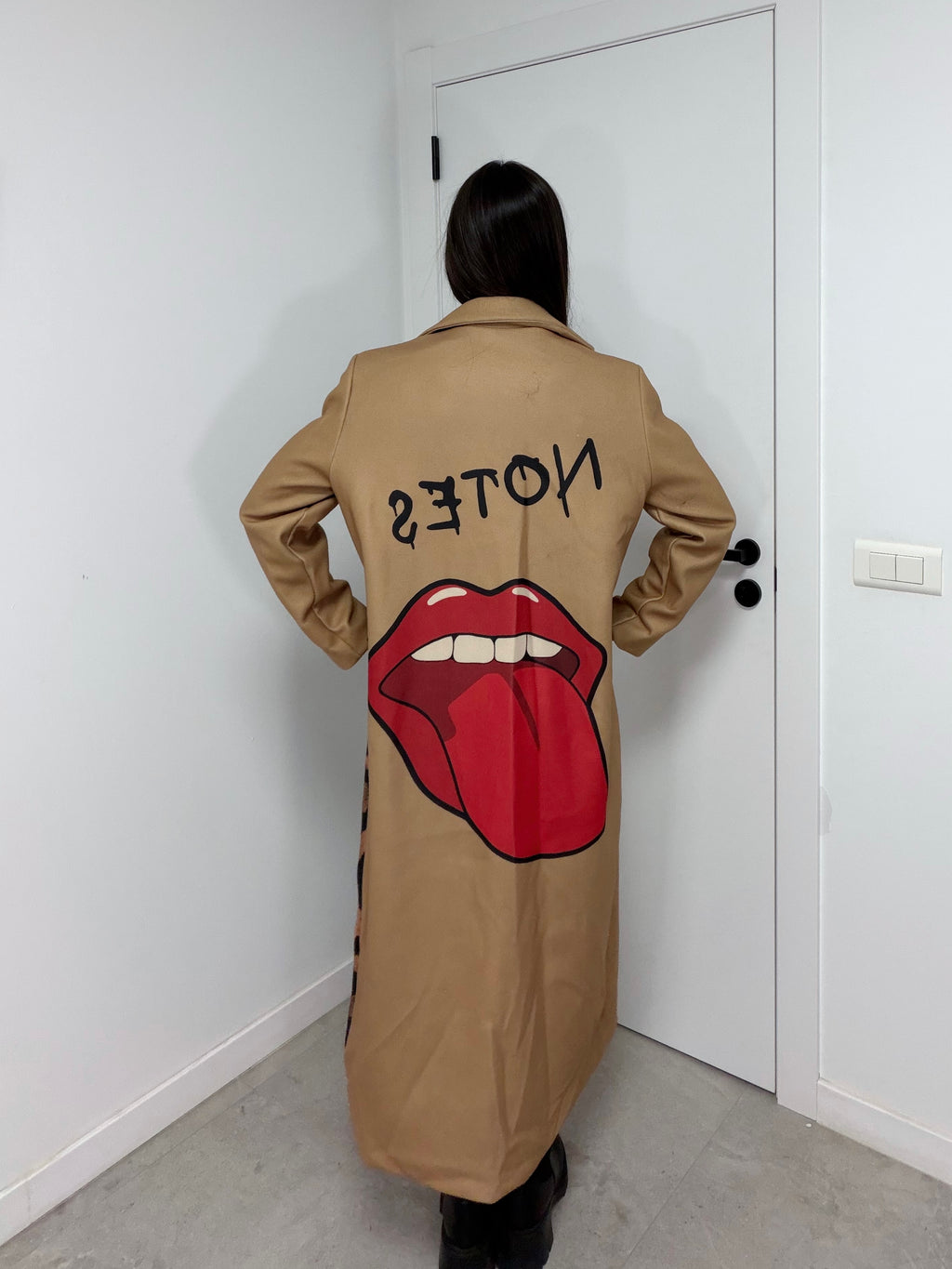 Abrigo largo paño leopardo