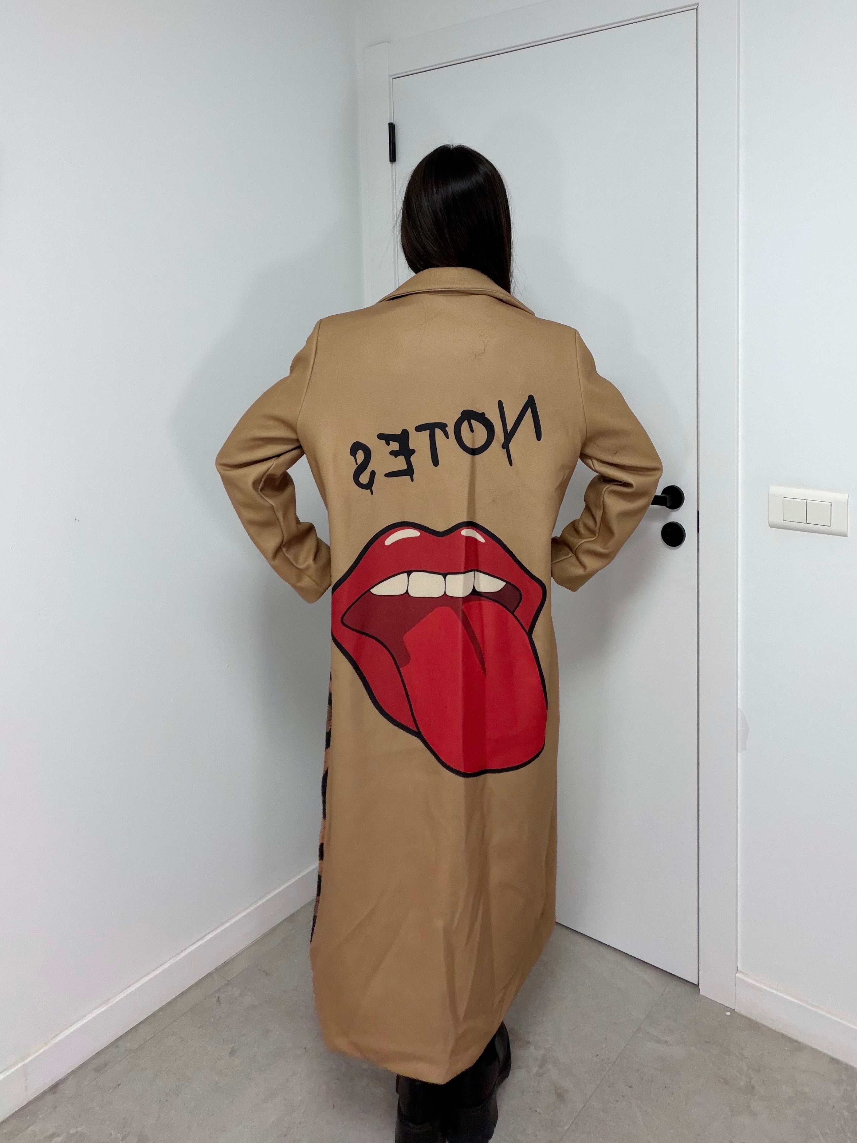 Abrigo largo paño leopardo