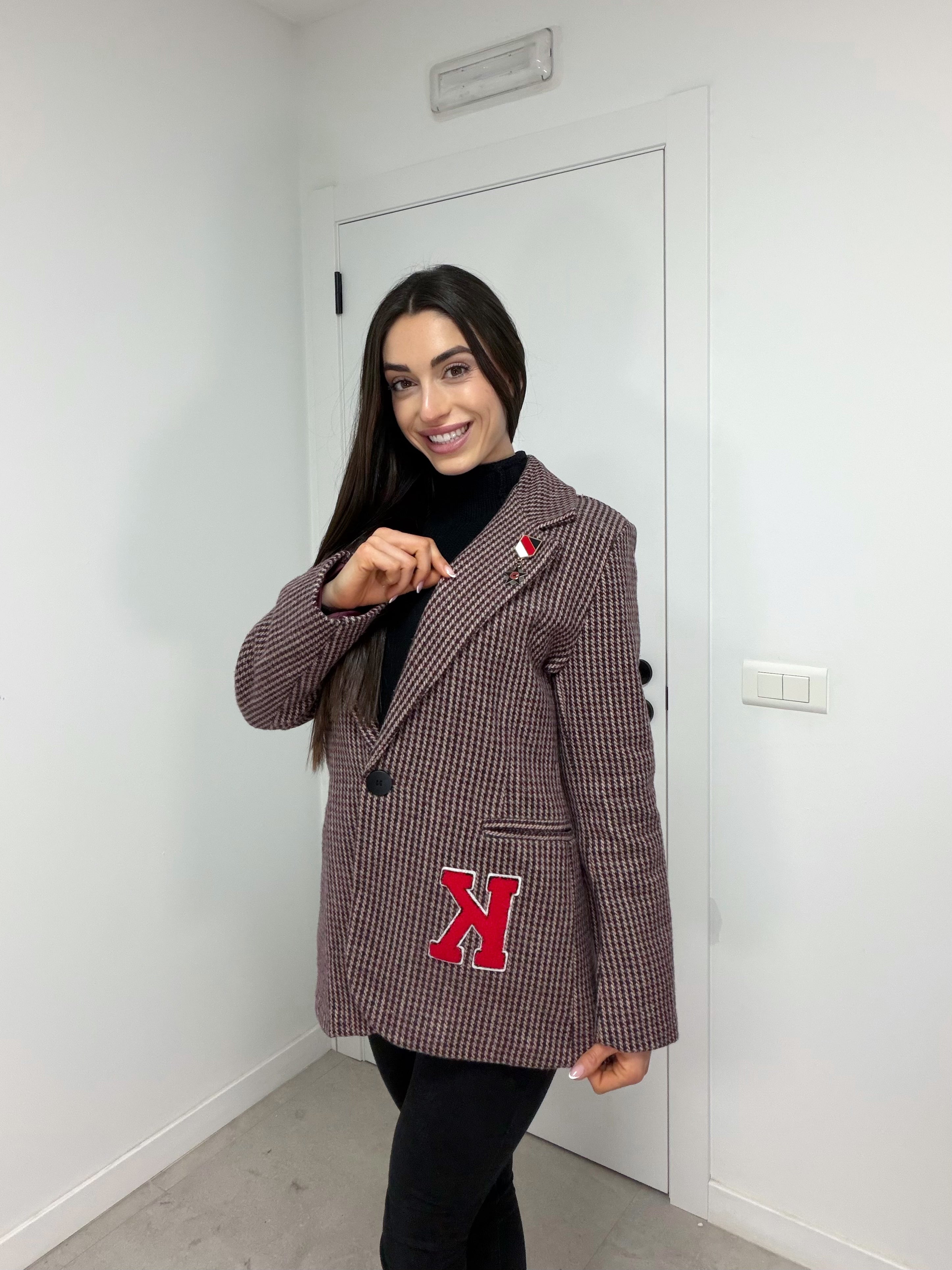 Blazer de cuadros con parches