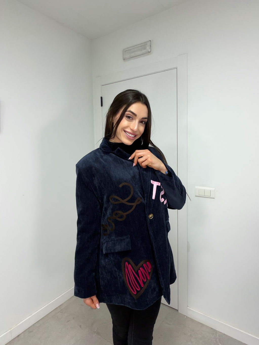 Blazer terciopelo con parches