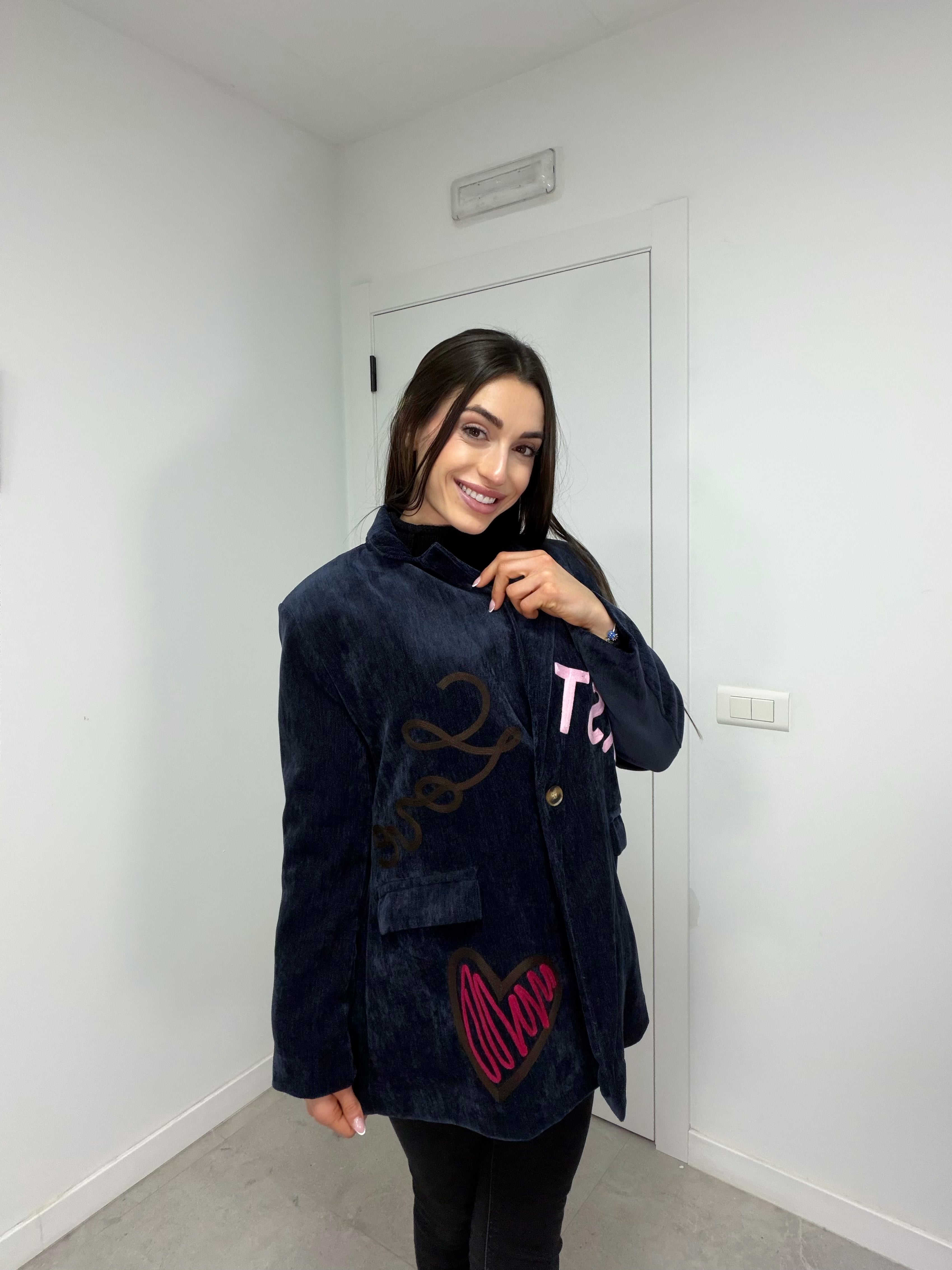 Blazer terciopelo con parches