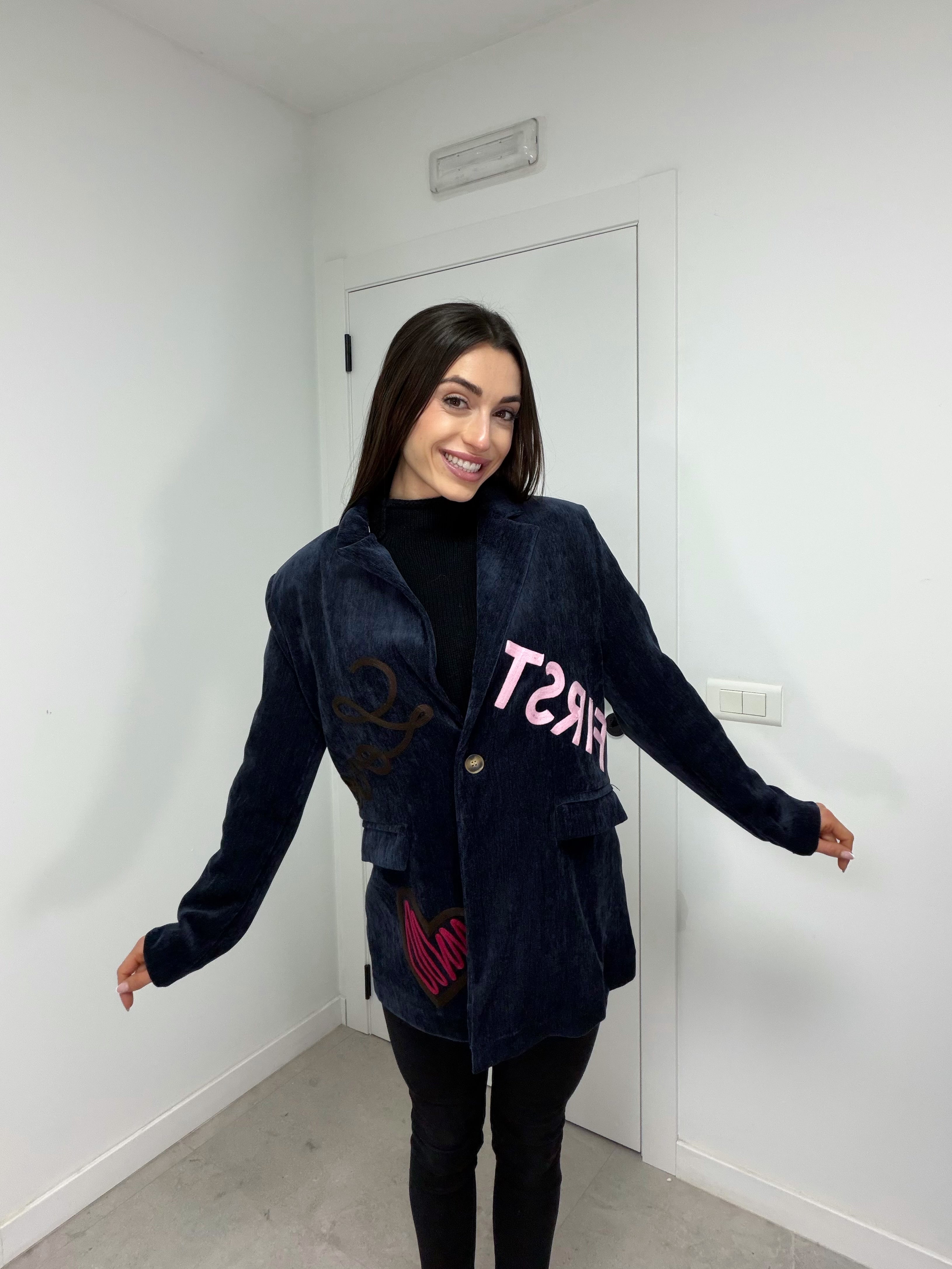 Blazer terciopelo con parches