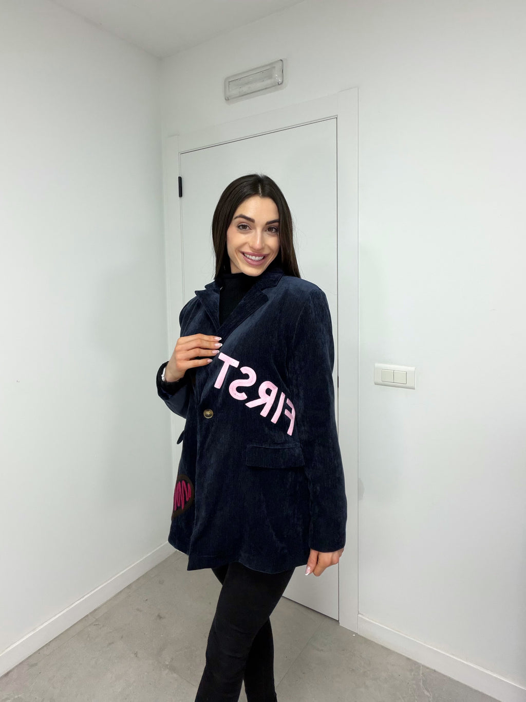 Blazer terciopelo con parches