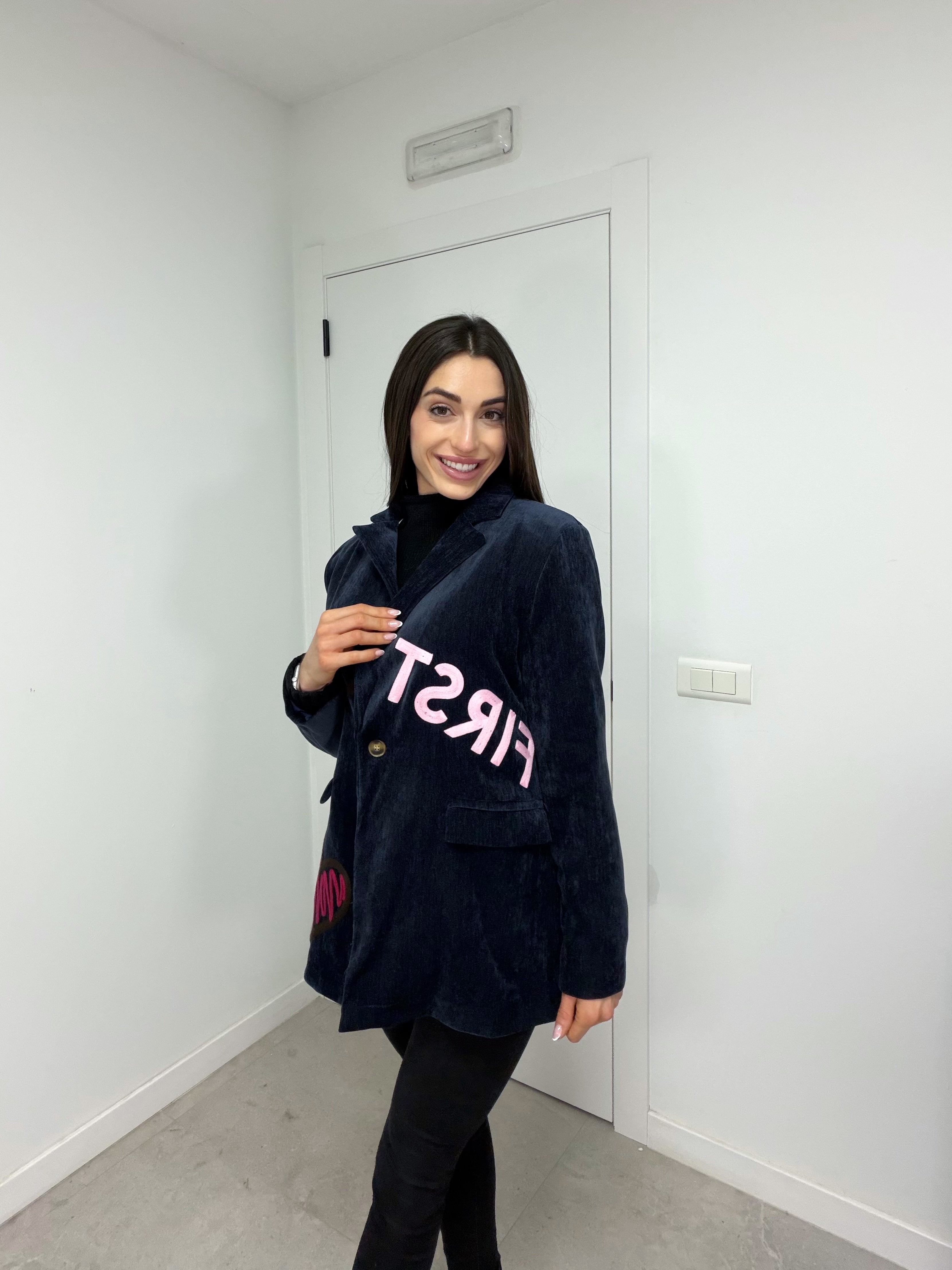 Blazer terciopelo con parches