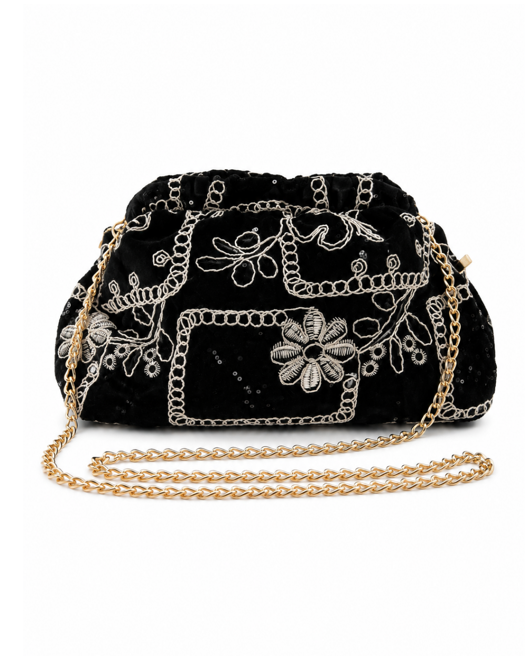 Bolso clutch bordado negro