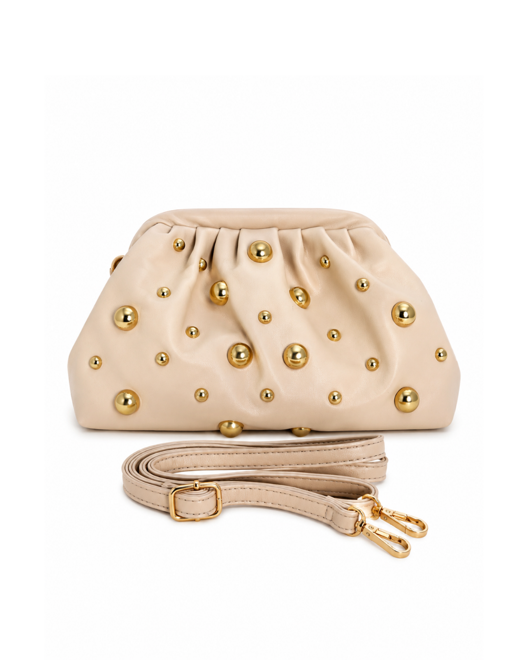 Bolso clutch tachuelas marrón
