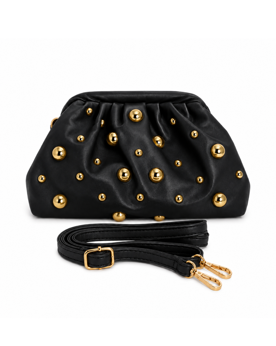 Bolso clutch tachuelas marrón