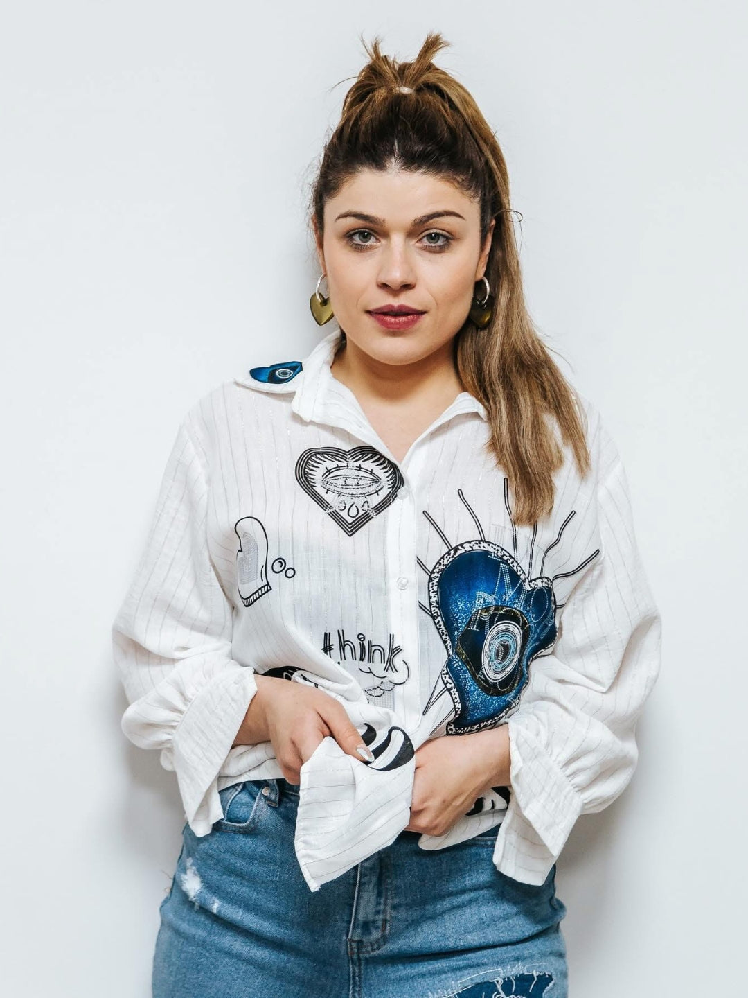 Falda vaquera estampada BLUE