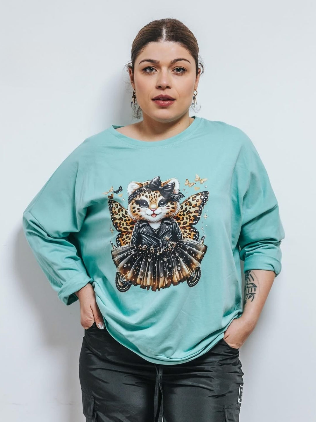 Camiseta gata brillos