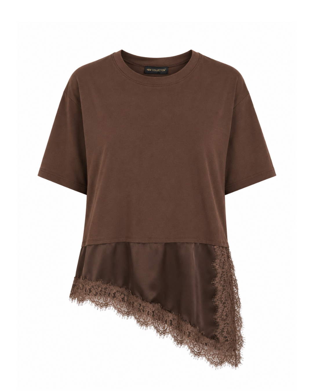 Camiseta con bajo lencero asimétrico