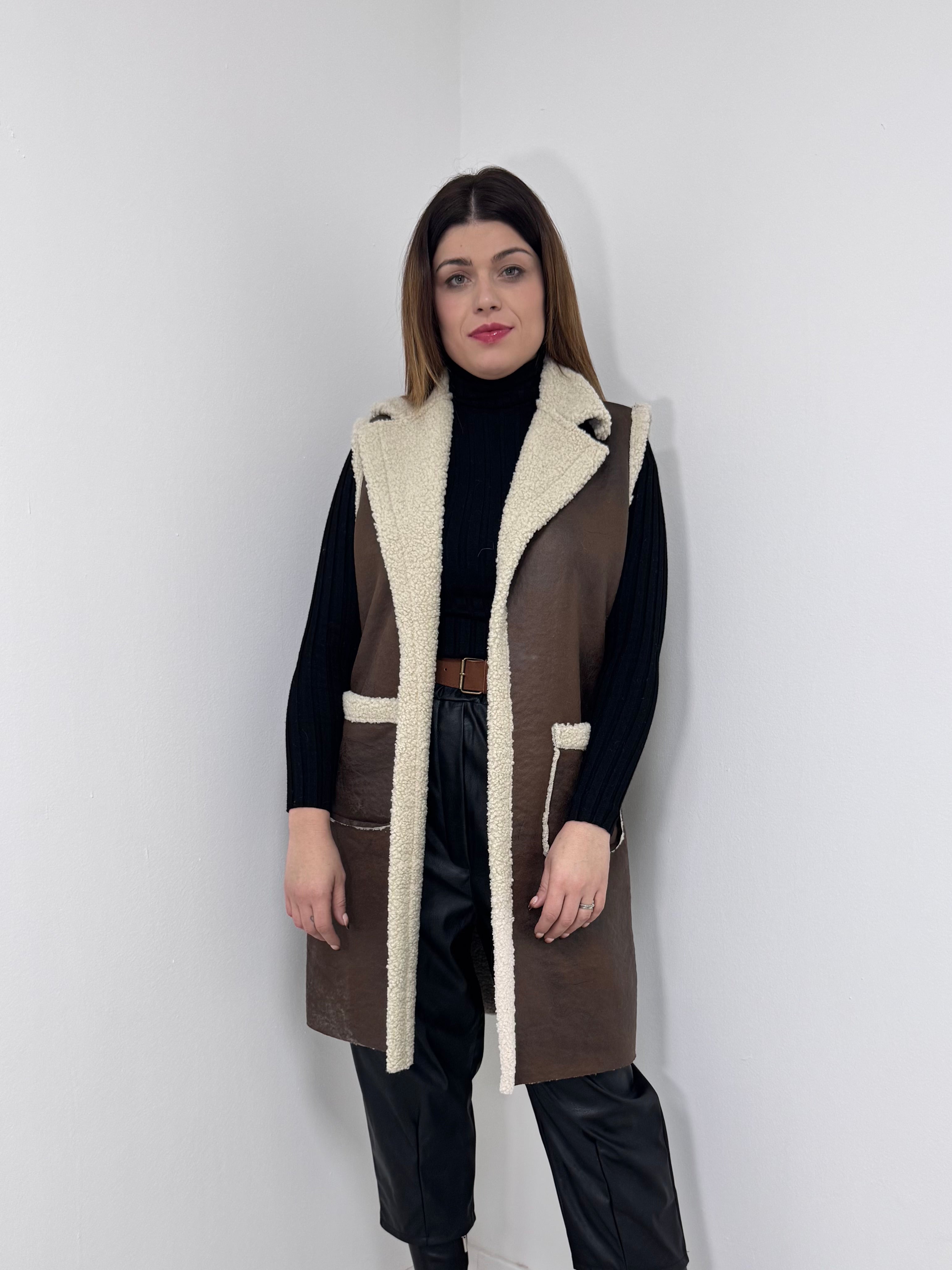 chaleco borrego ante largo