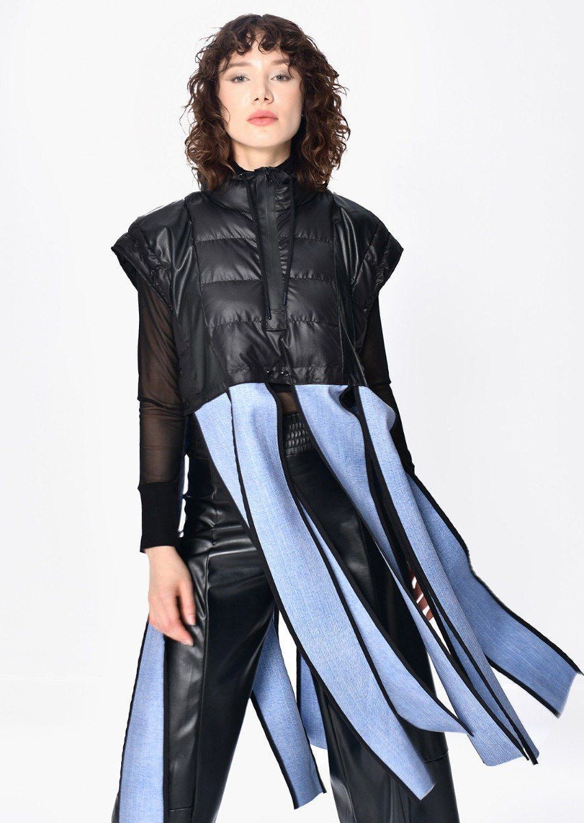 Chaleco flecos denim