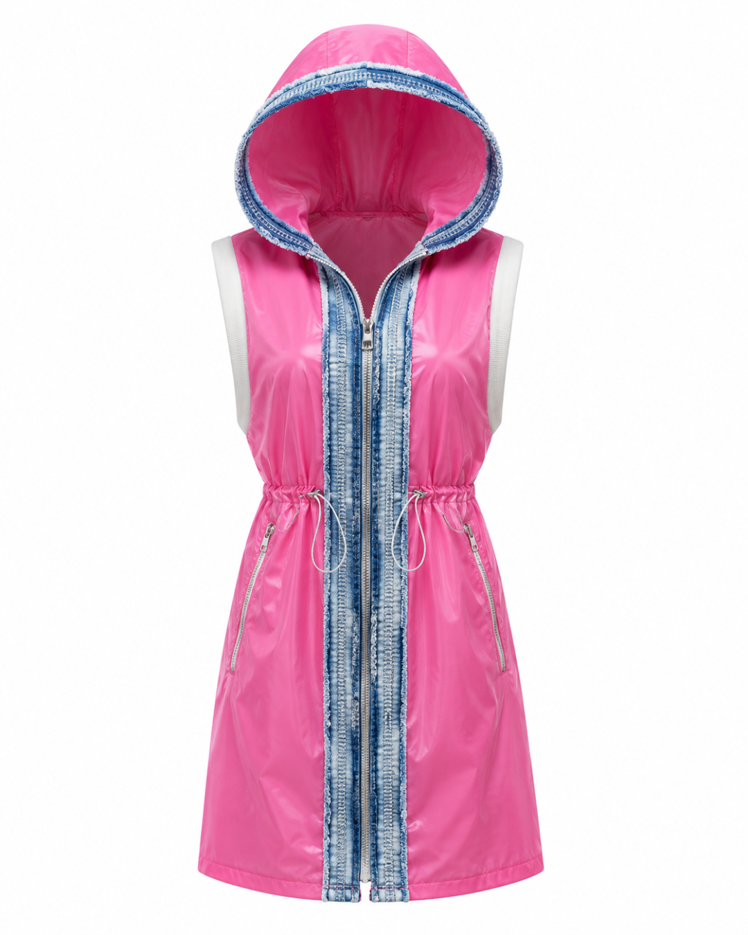 chaleco fucsia capucha