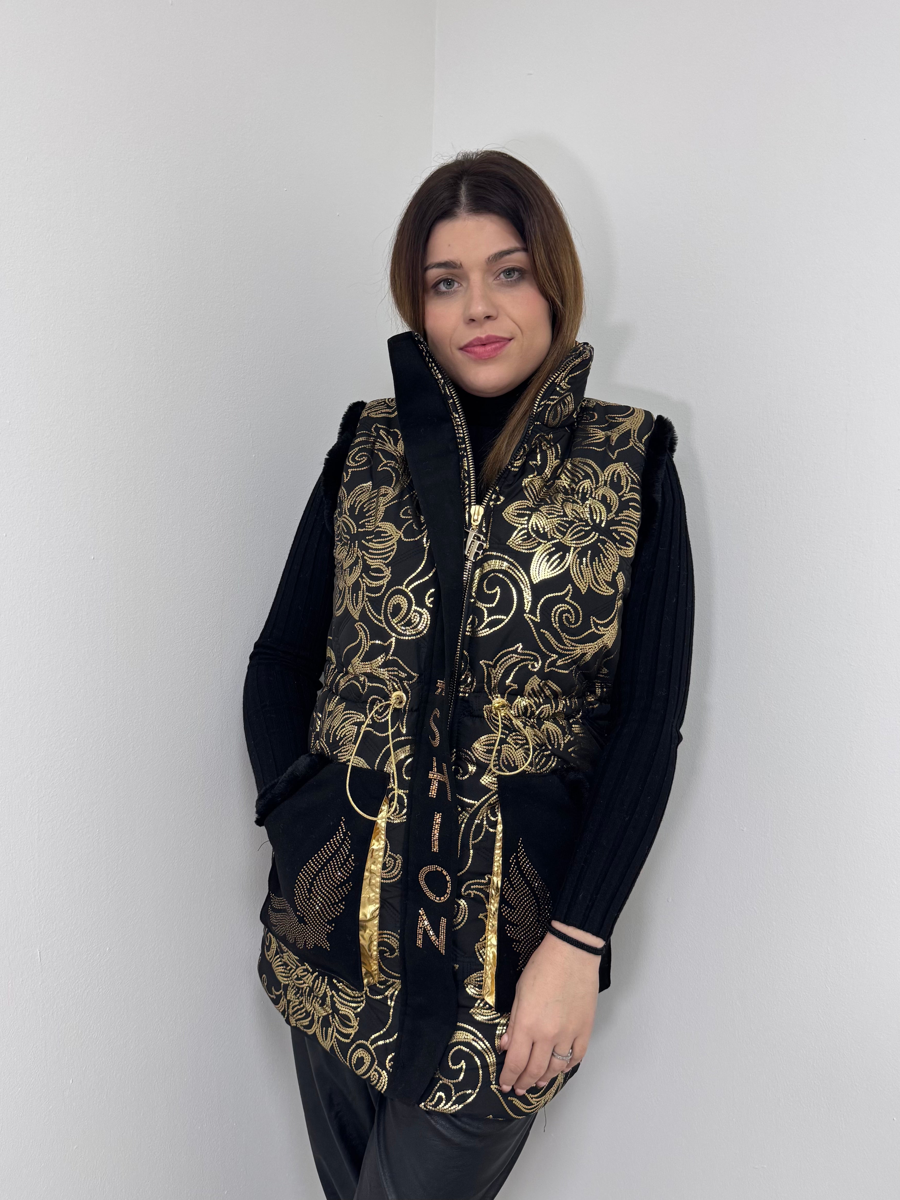 Chaleco acolchado estampado tatu