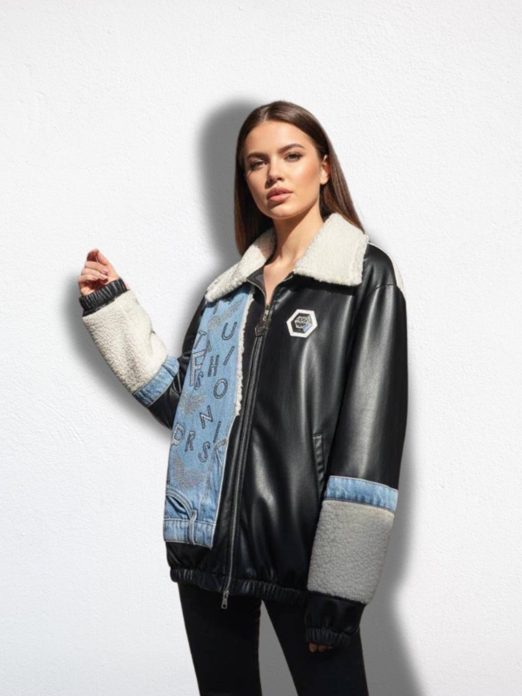 Chaqueta Maxi Cuero/Denim