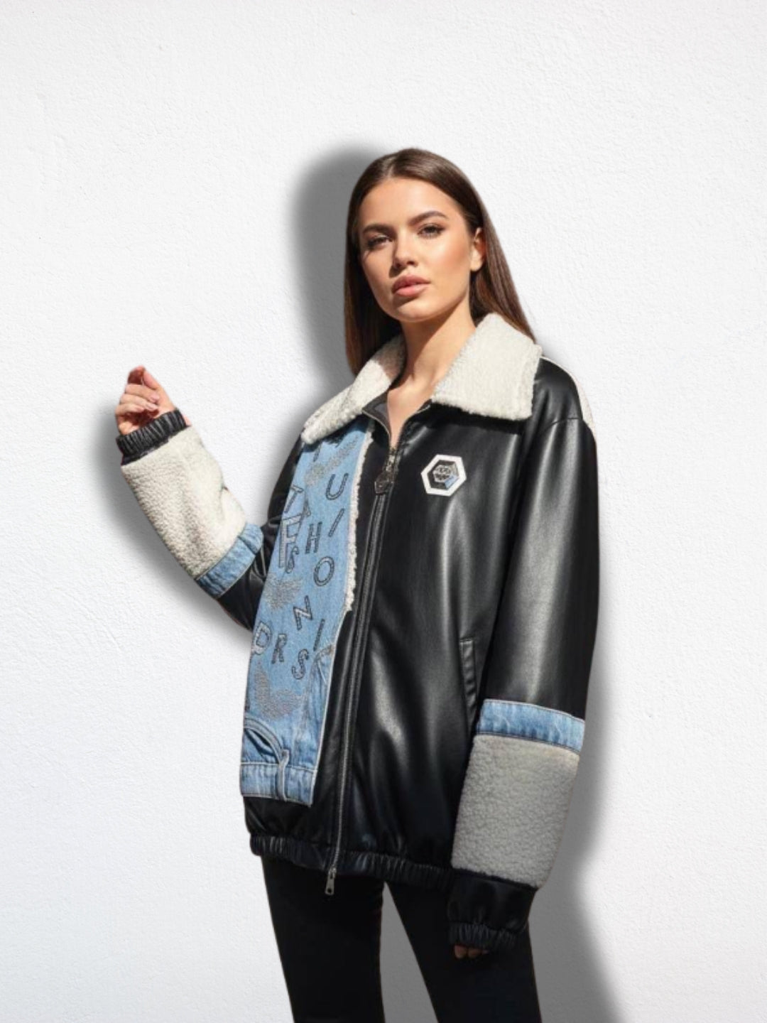 Chaqueta Maxi Cuero/Denim