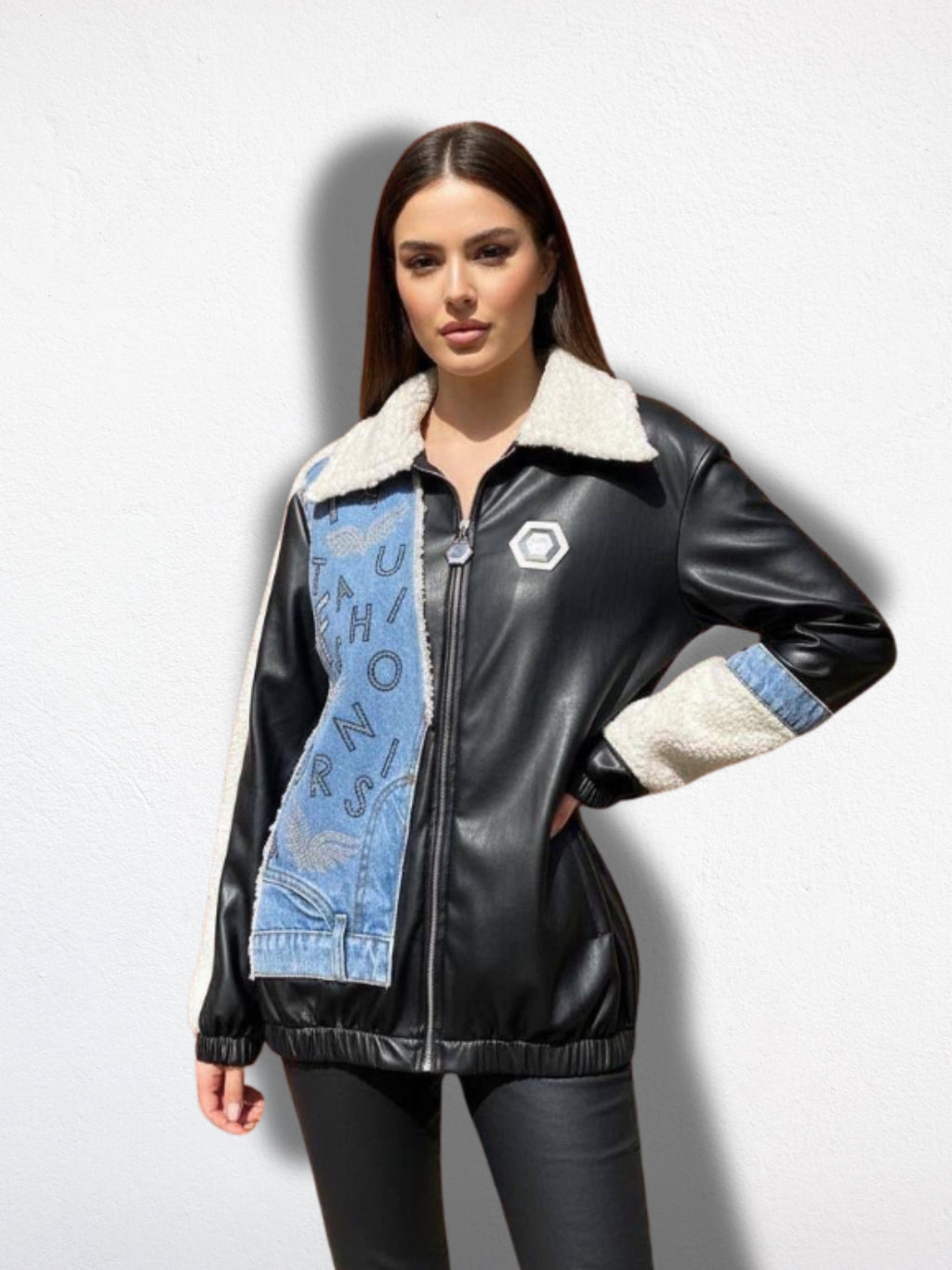 Chaqueta Maxi Cuero/Denim