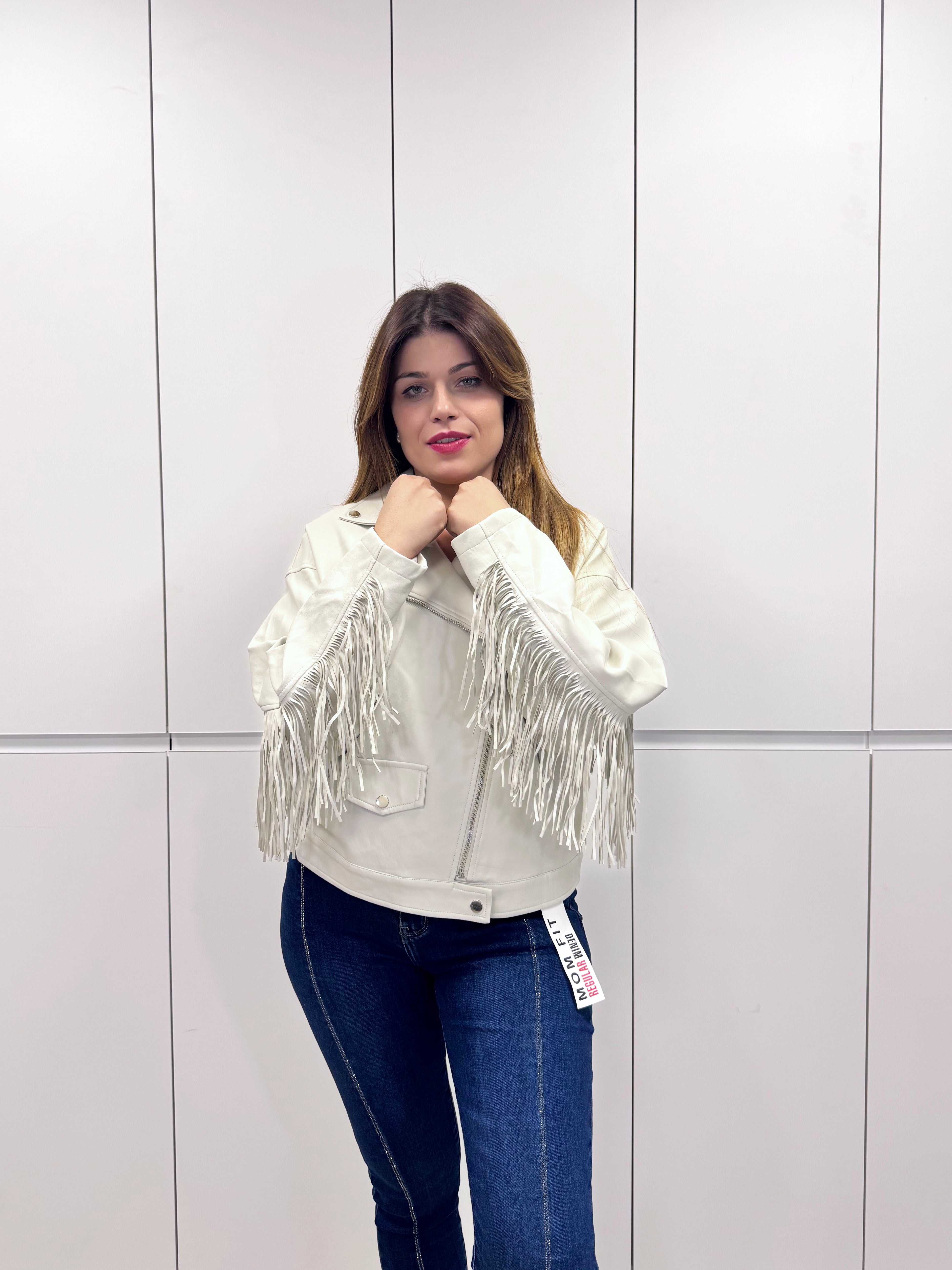 Chaqueta polipiel flecos