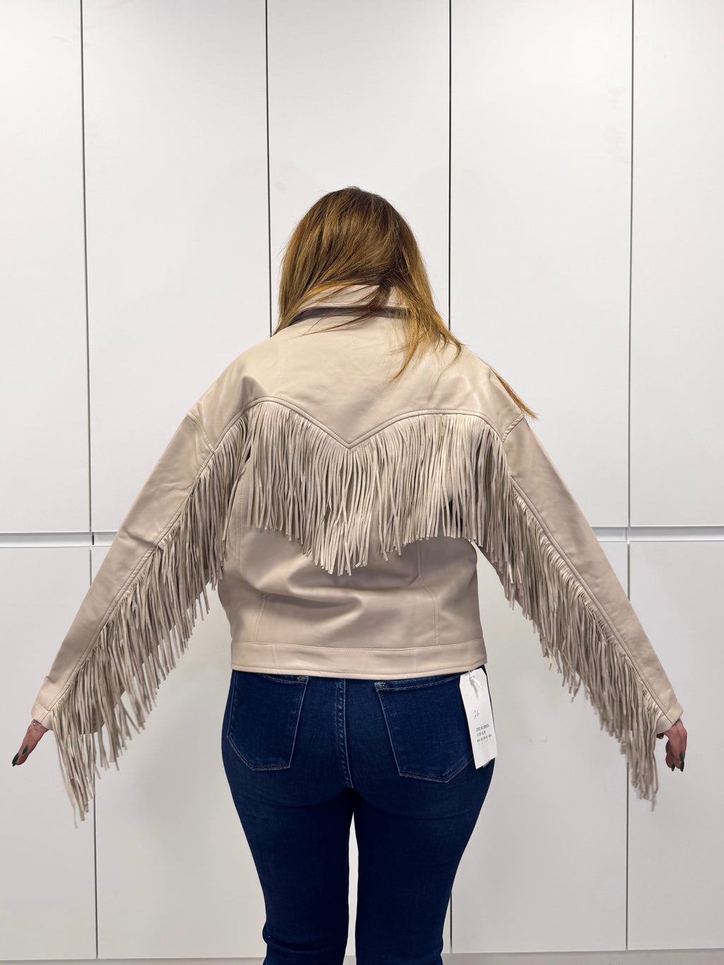 Chaqueta polipiel flecos