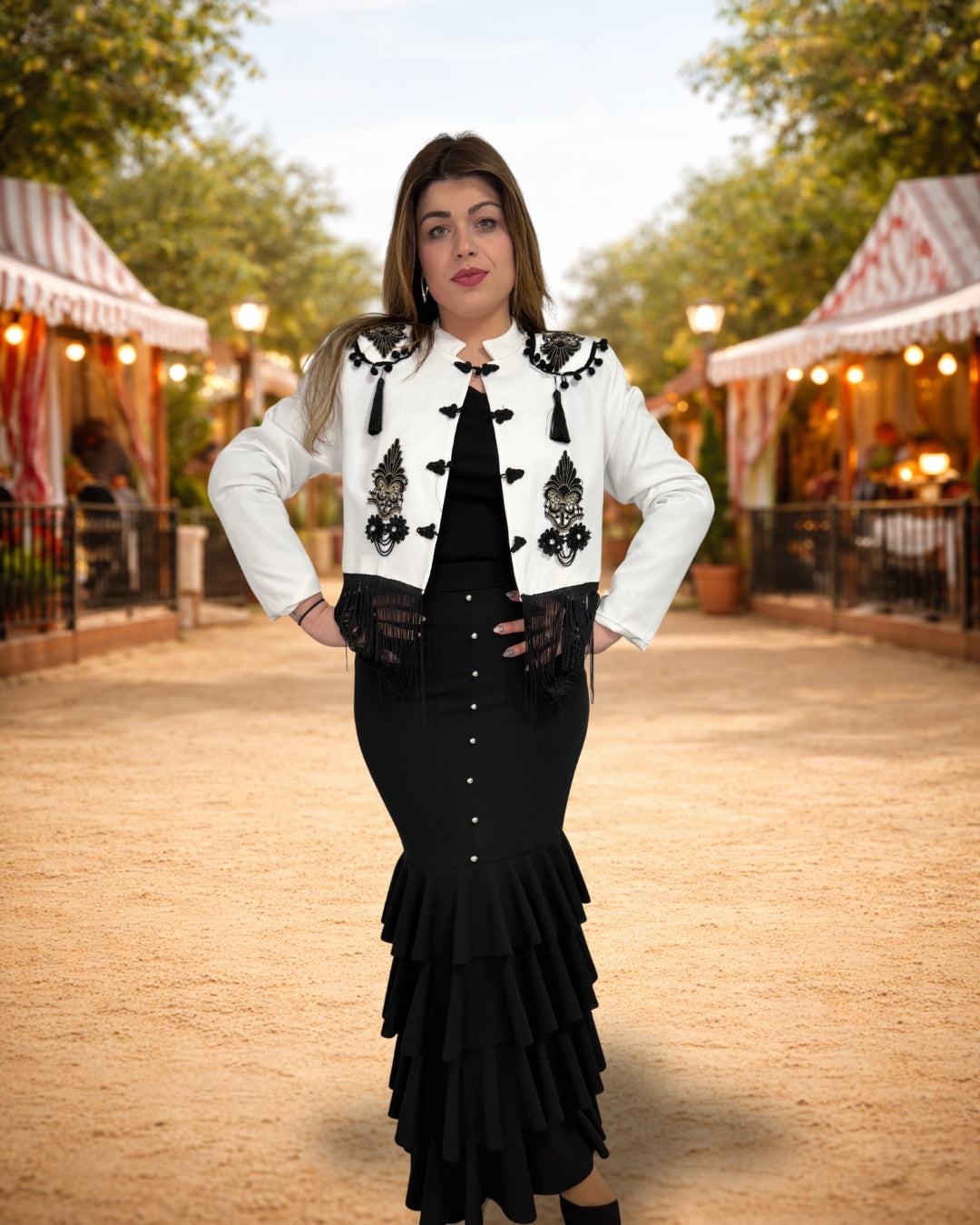 Torera flamenca con flecos