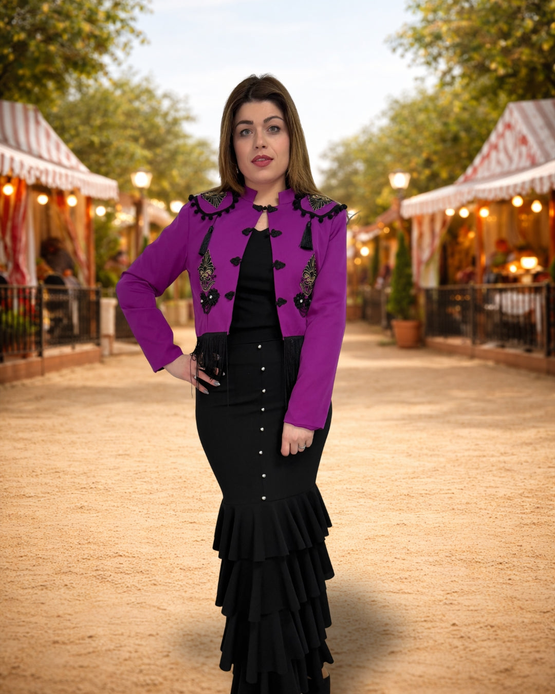 Torera flamenca con flecos