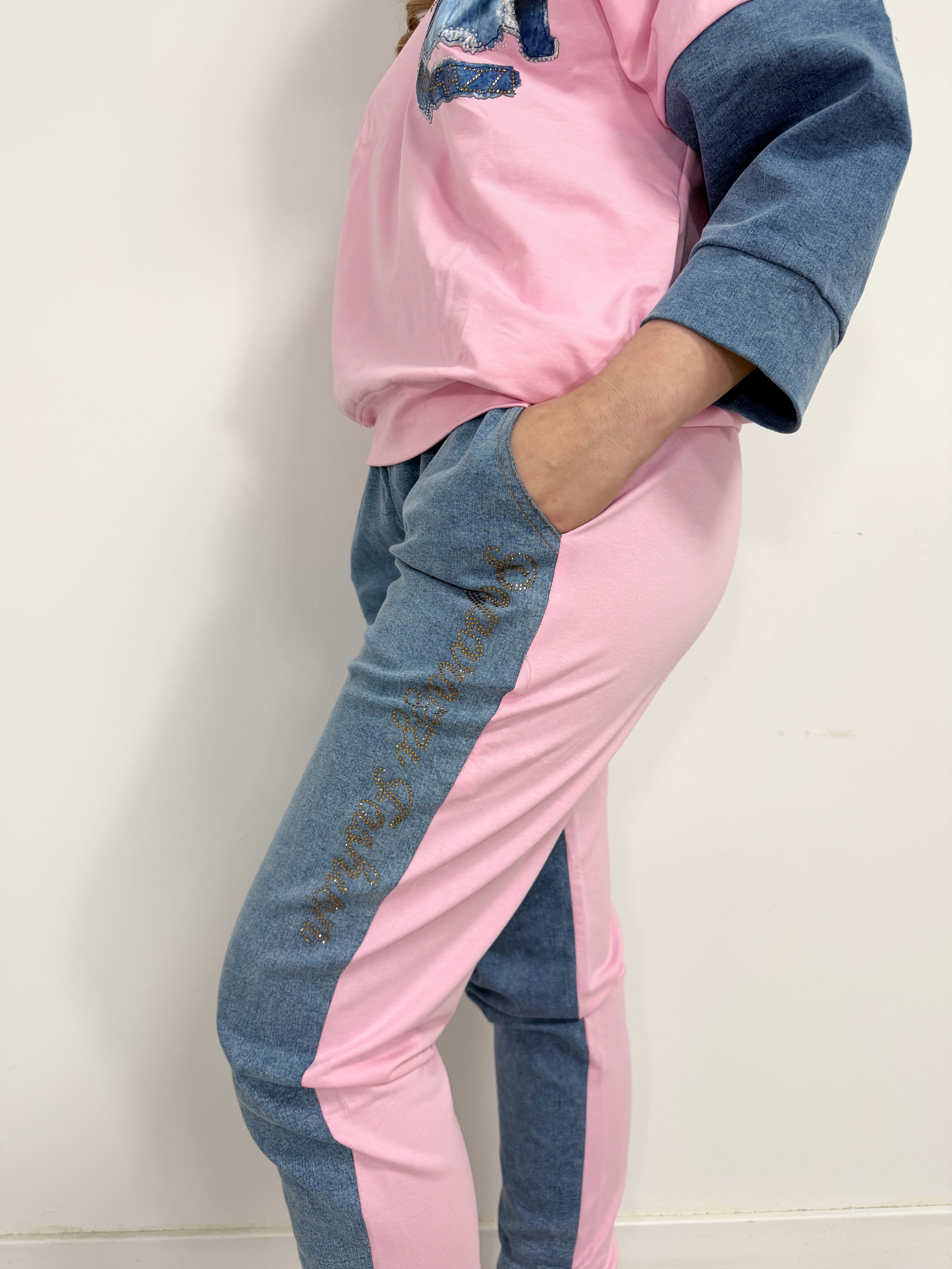 Conjunto sport rosa/denim