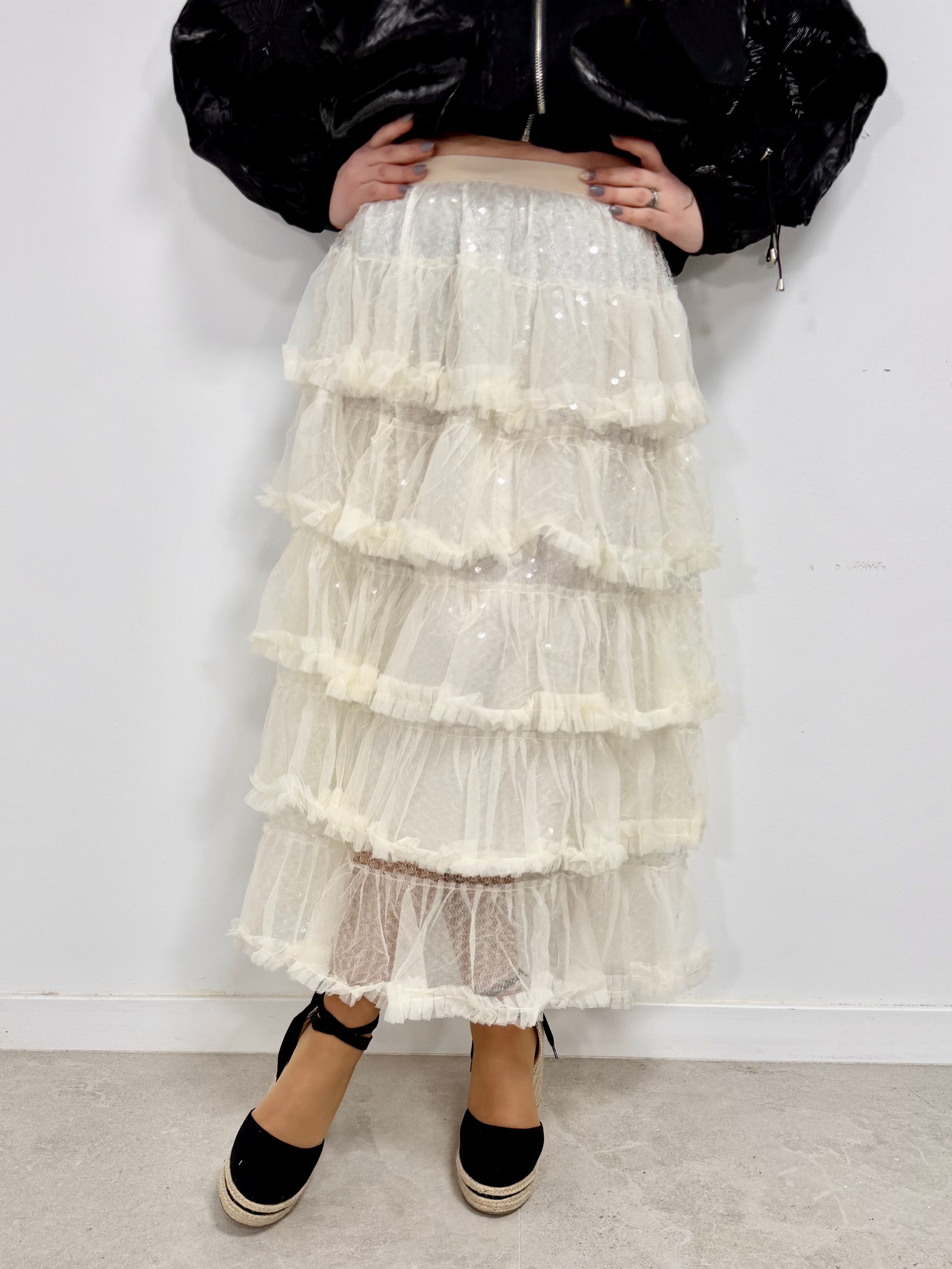 Falda tul brillos