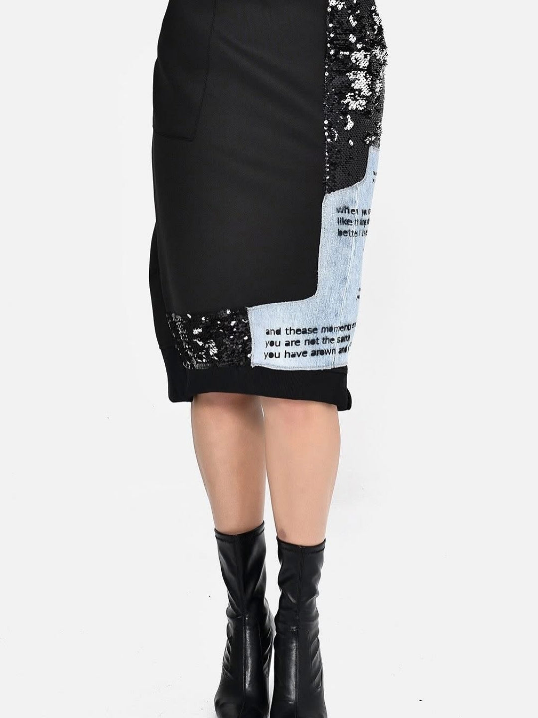 Falda midi detalles denim