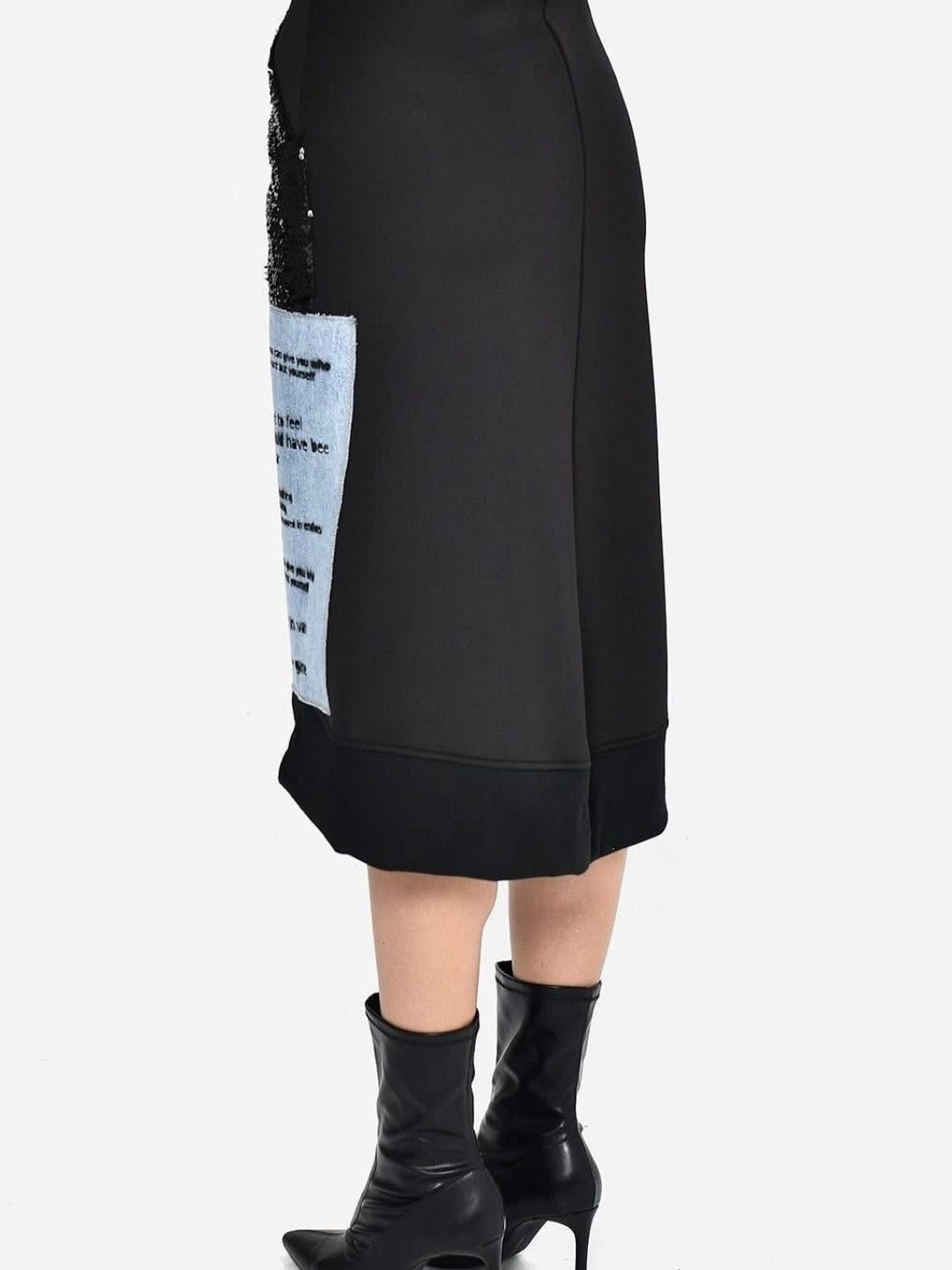 Falda midi detalles denim