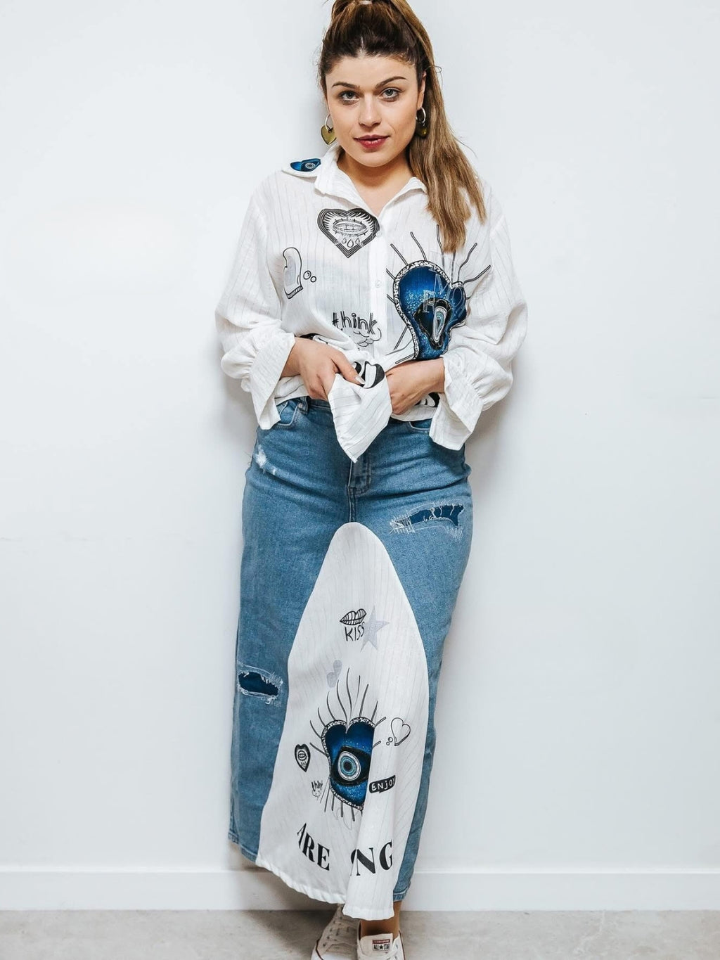 Falda vaquera estampada BLUE